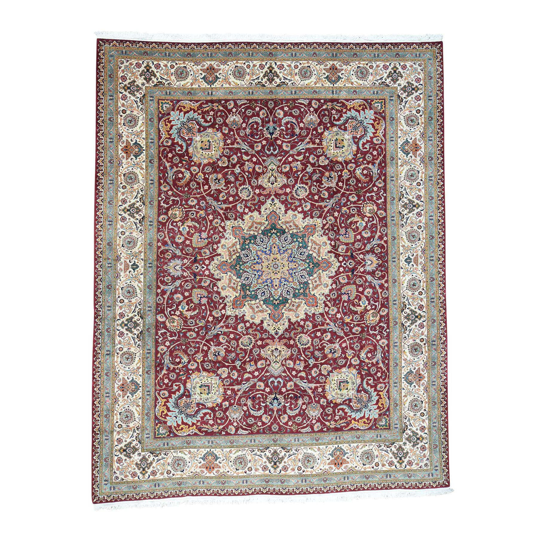 9'9"X12'8" Persian Tabriz 400 Kpsi Wool And Silk Handmade Oriental Rug moacd0cb