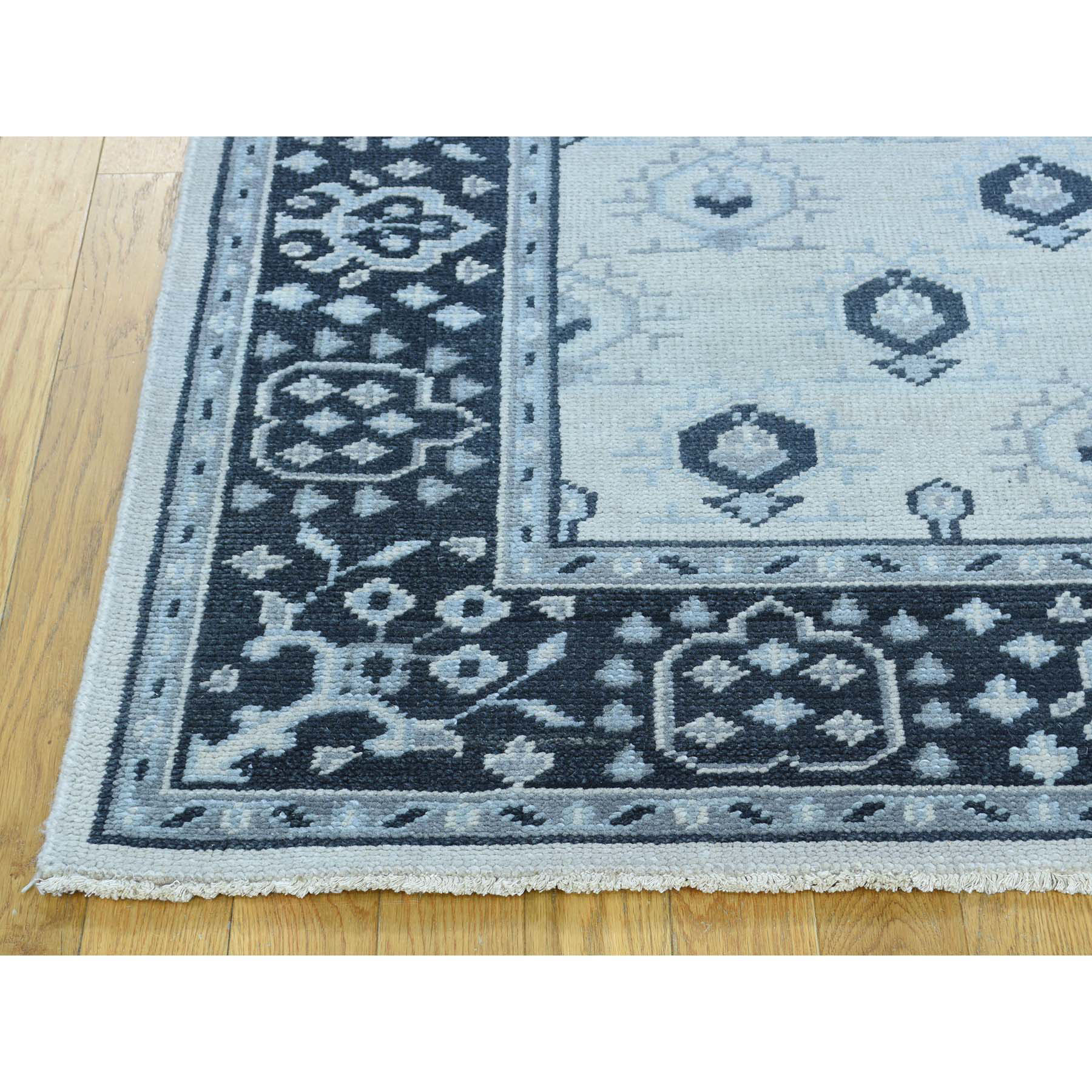 5-x6-10  Handmade Pure Wool Turkish Knot Oushak Cropped Thin Rug 
