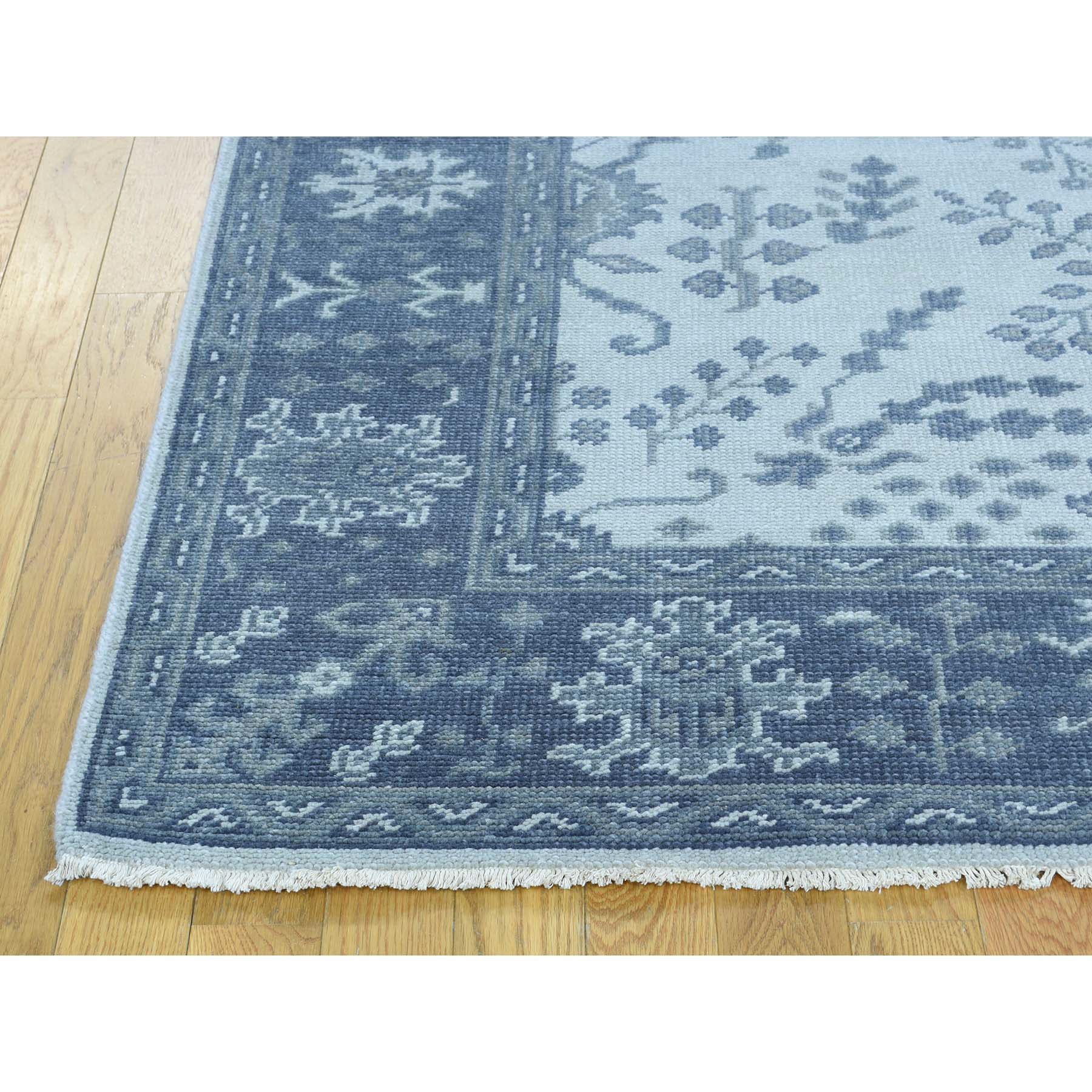 6-x9- Handmade Pure Wool Turkish Knot Oushak Cropped Thin Oriental Rug 