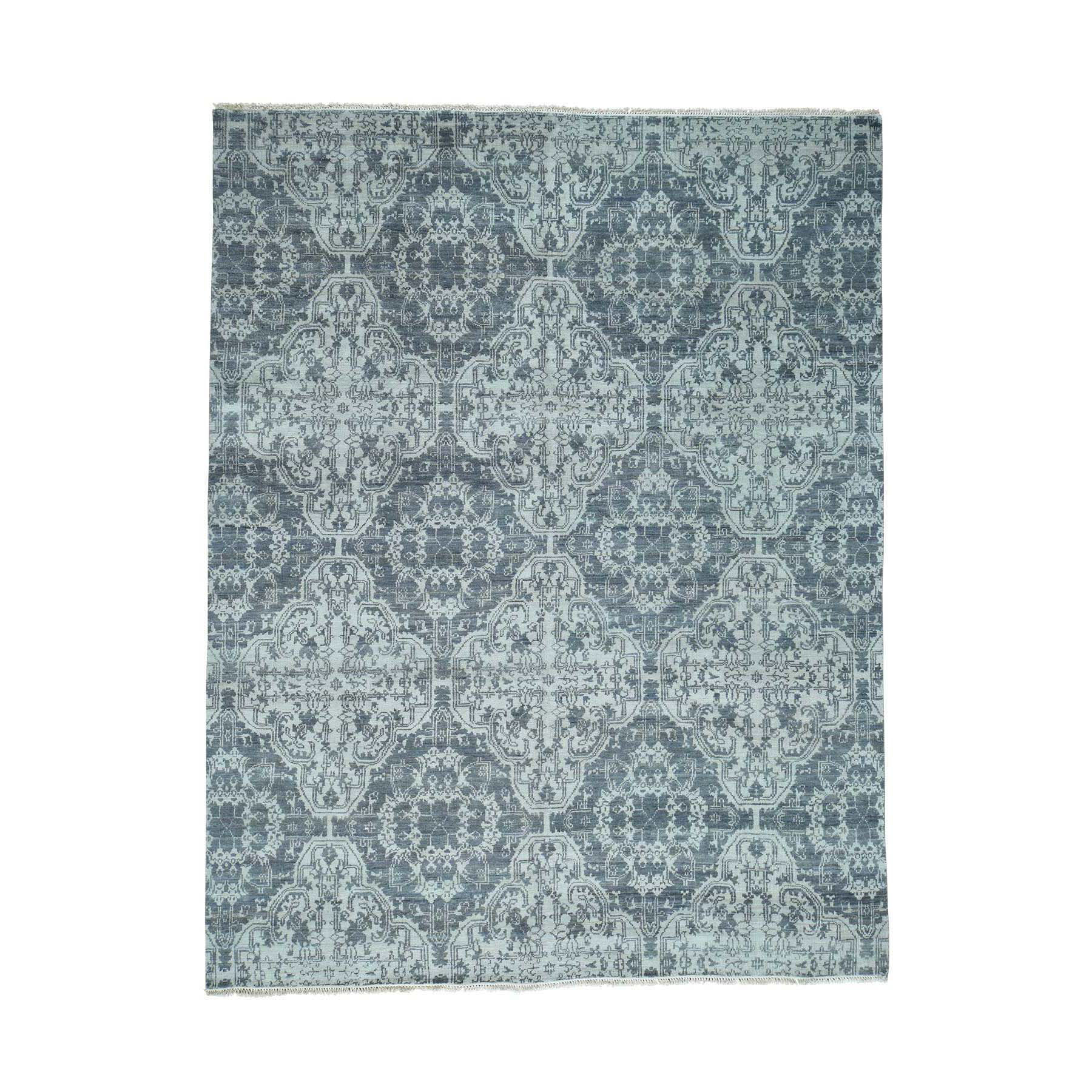 7'8"X10' Handmade Wool And Silk Geometric Moughal Design Oriental Rug moacd06d