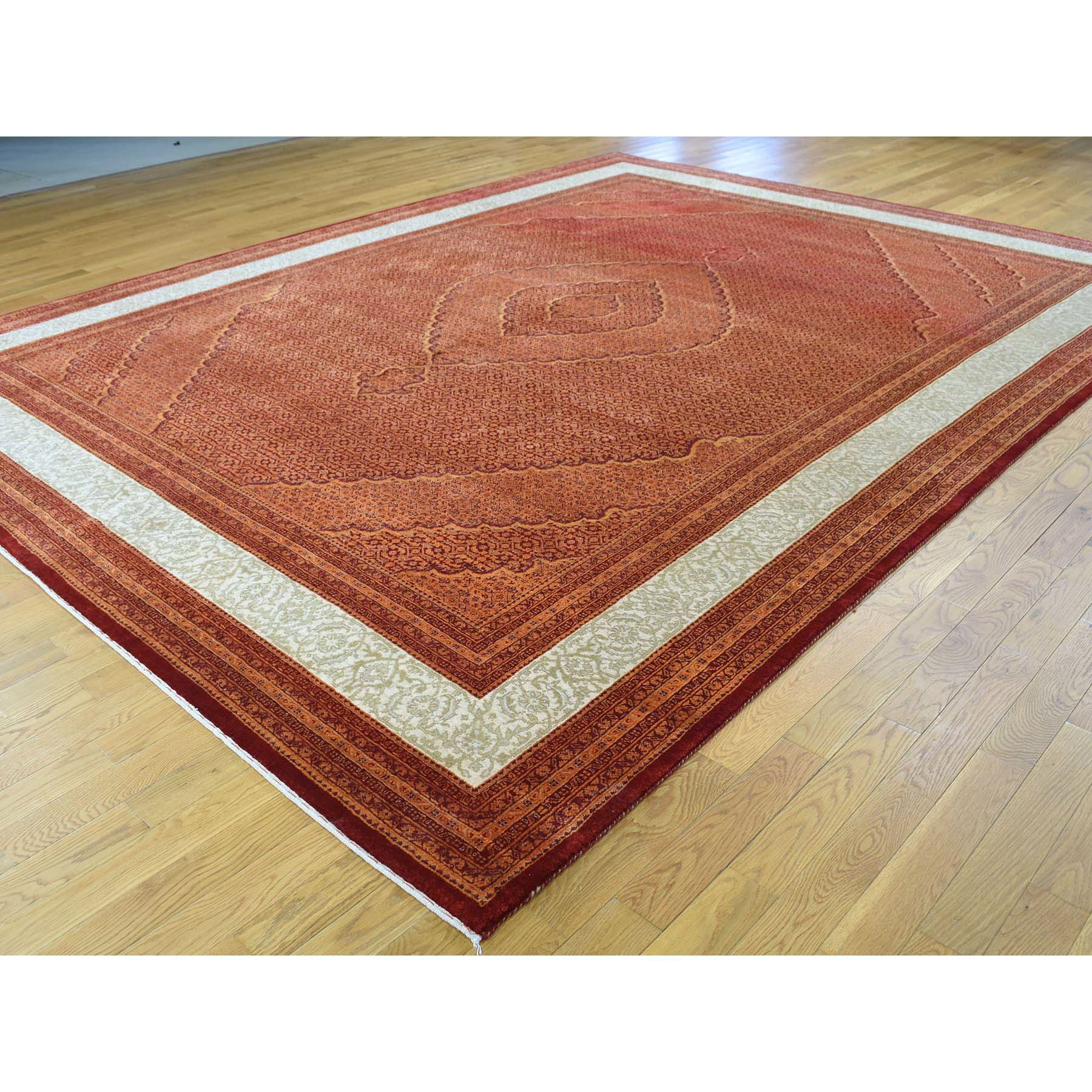 9-10 x13- Tabriz Mahi Tone on Tone Wool and Silk Handmade Rug 