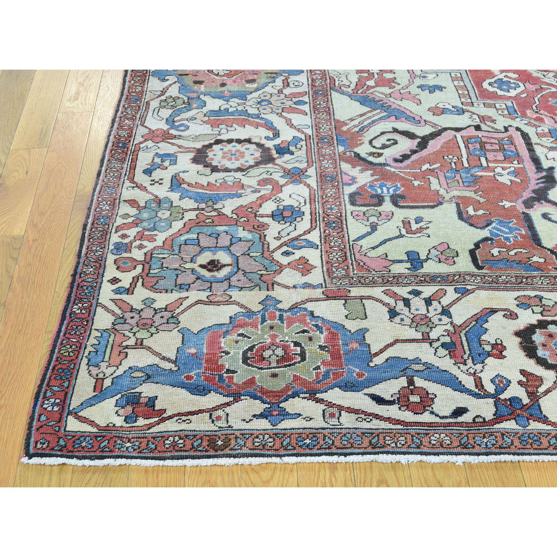 10-1 x14-1  Hand-Knotted Antique Persian Serapi Good Cond Oriental Rug 
