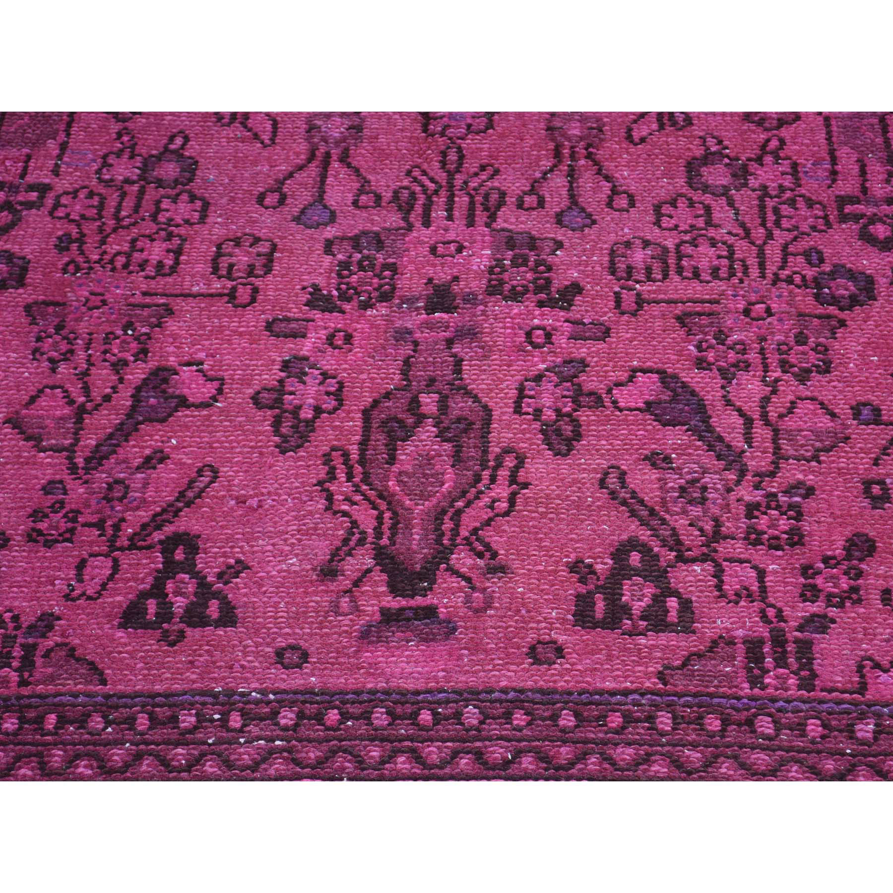 6-10 x10- Pink Hand-Knotted Overdyed Bibikabad Pure Wool Oriental Rug 