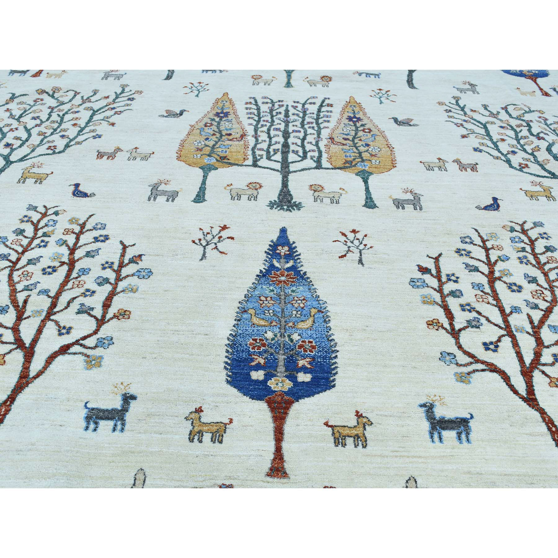 12-3 x15-6  Hand-Knotted Pure Wool Tree Design Oversize Peshawar Rug 