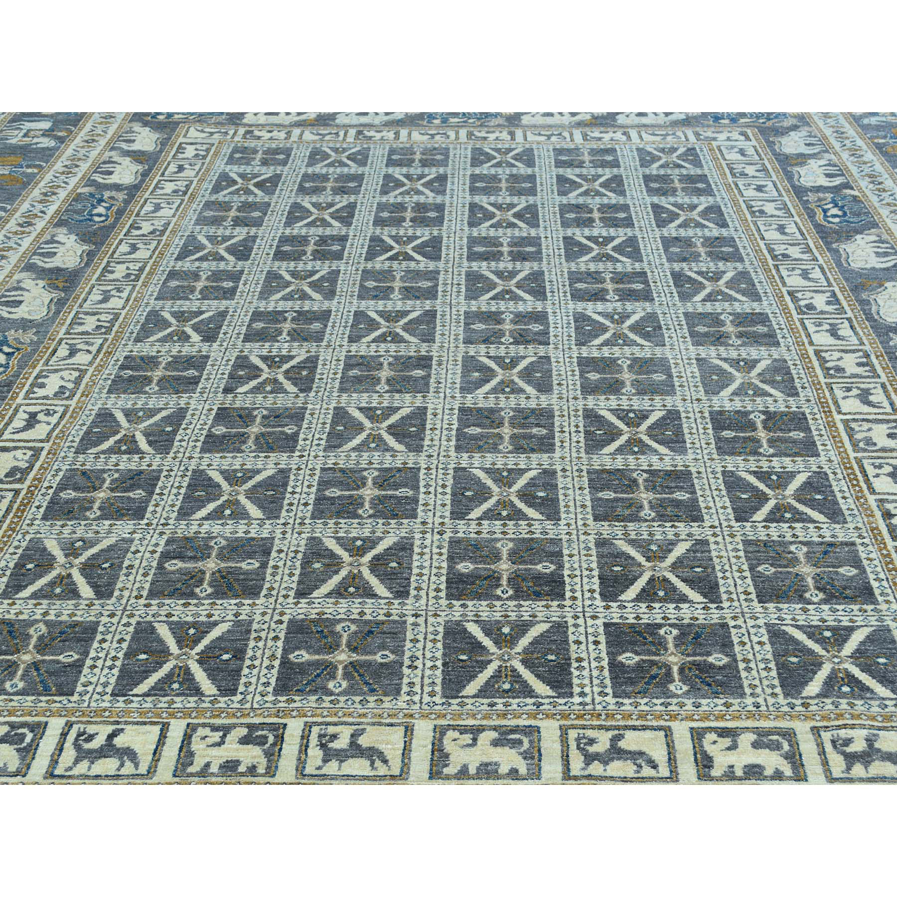 10-1 x12-9  Hand-Knotted Antiqued Pazyryk Design Peshawar Oriental Rug 