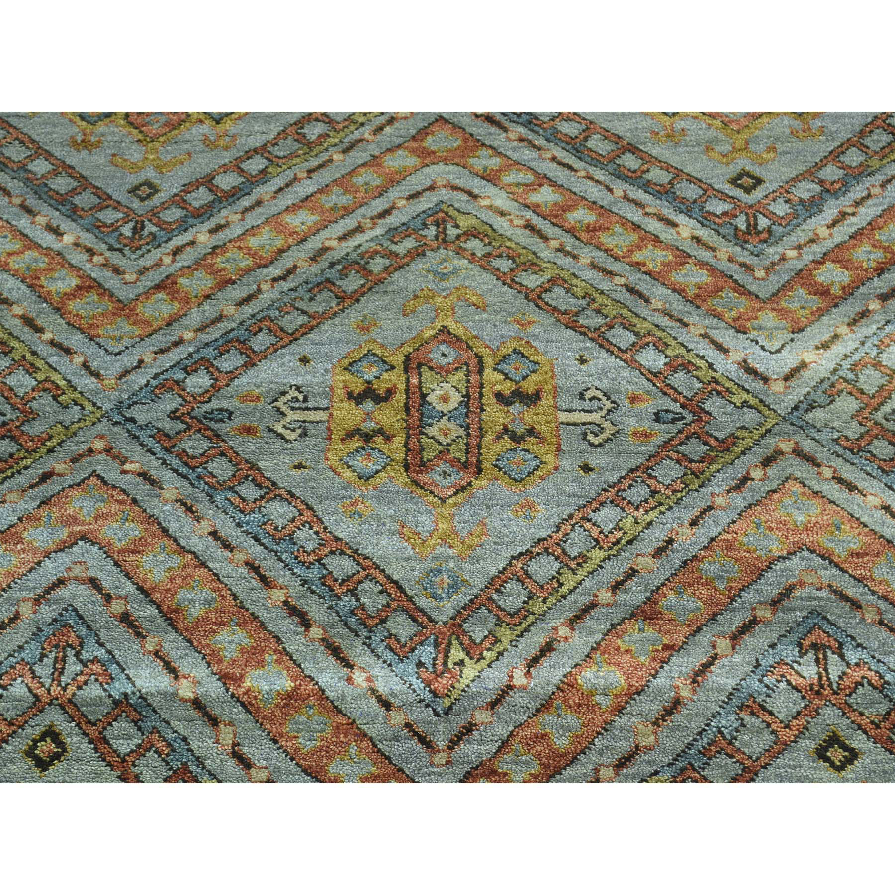 8-x9-9  Hand-Knotted Qashqai Design Wool and Silk Oriental Rug 