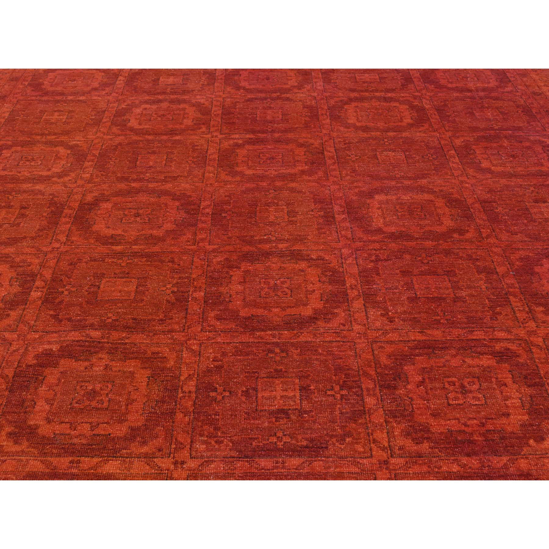 9-x12-2  Hand-Knotted Overdyed Khotan Design Pure Wool Red Oriental Rug 
