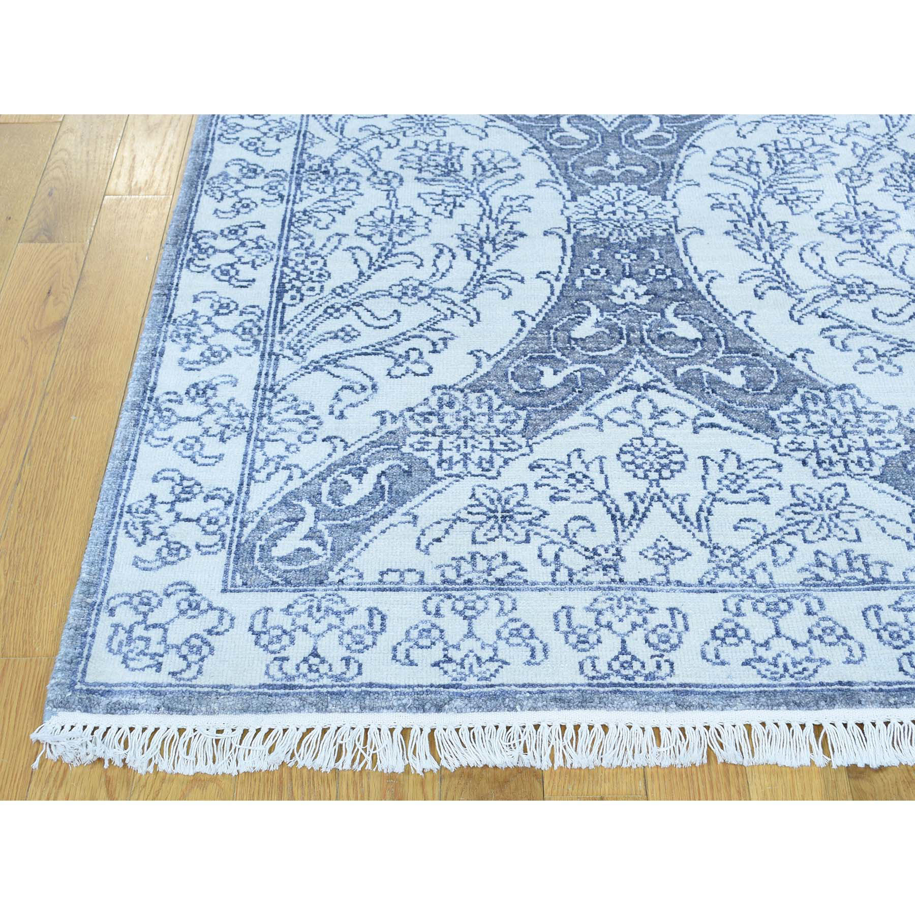 9-x12- Handmade Genuine Cotton Agra Moughal Design Ivory Oriental Rug 