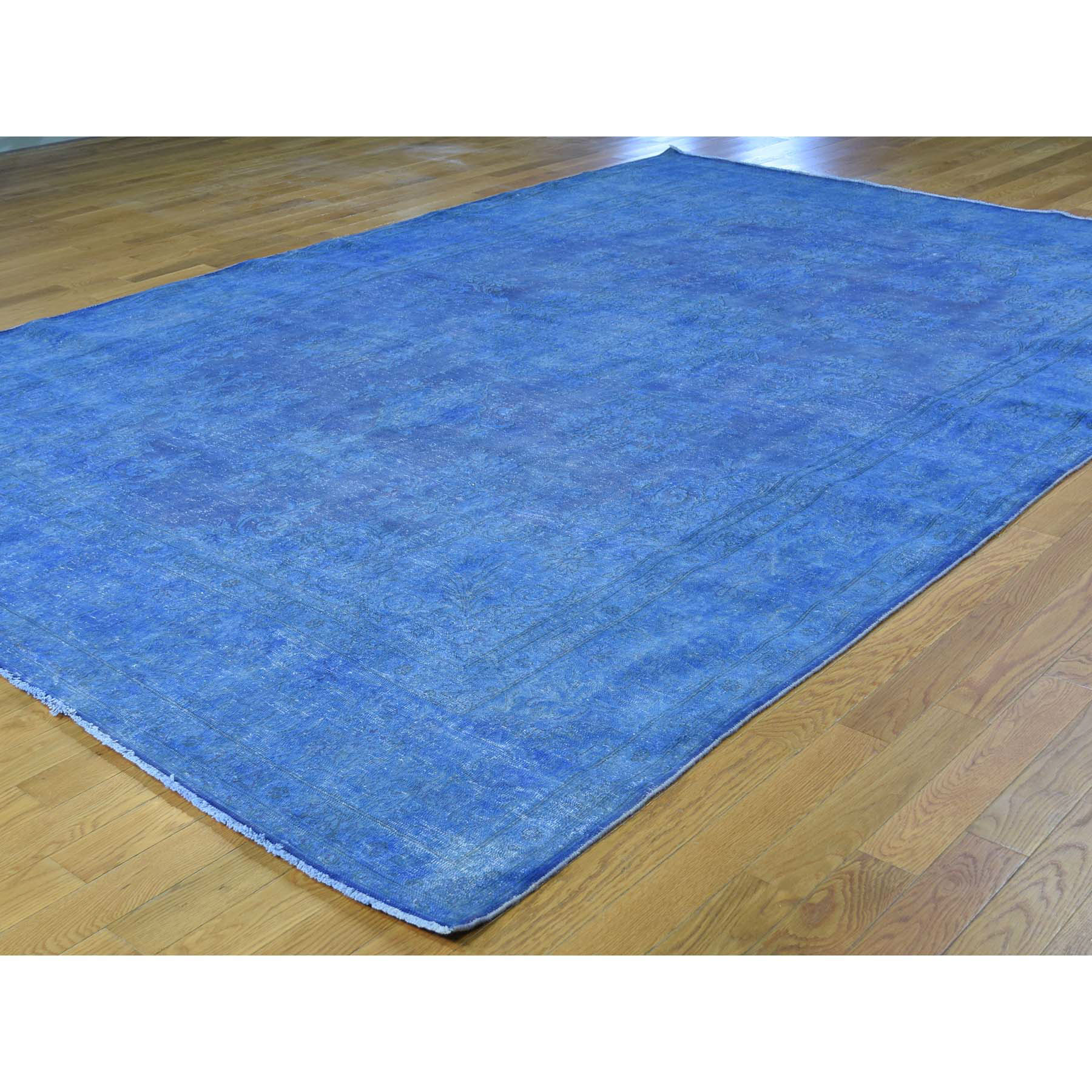 8-2 x12- Hand-Knotted Blue Overdyed Kerman 100 Percent Wool Oriental Rug 