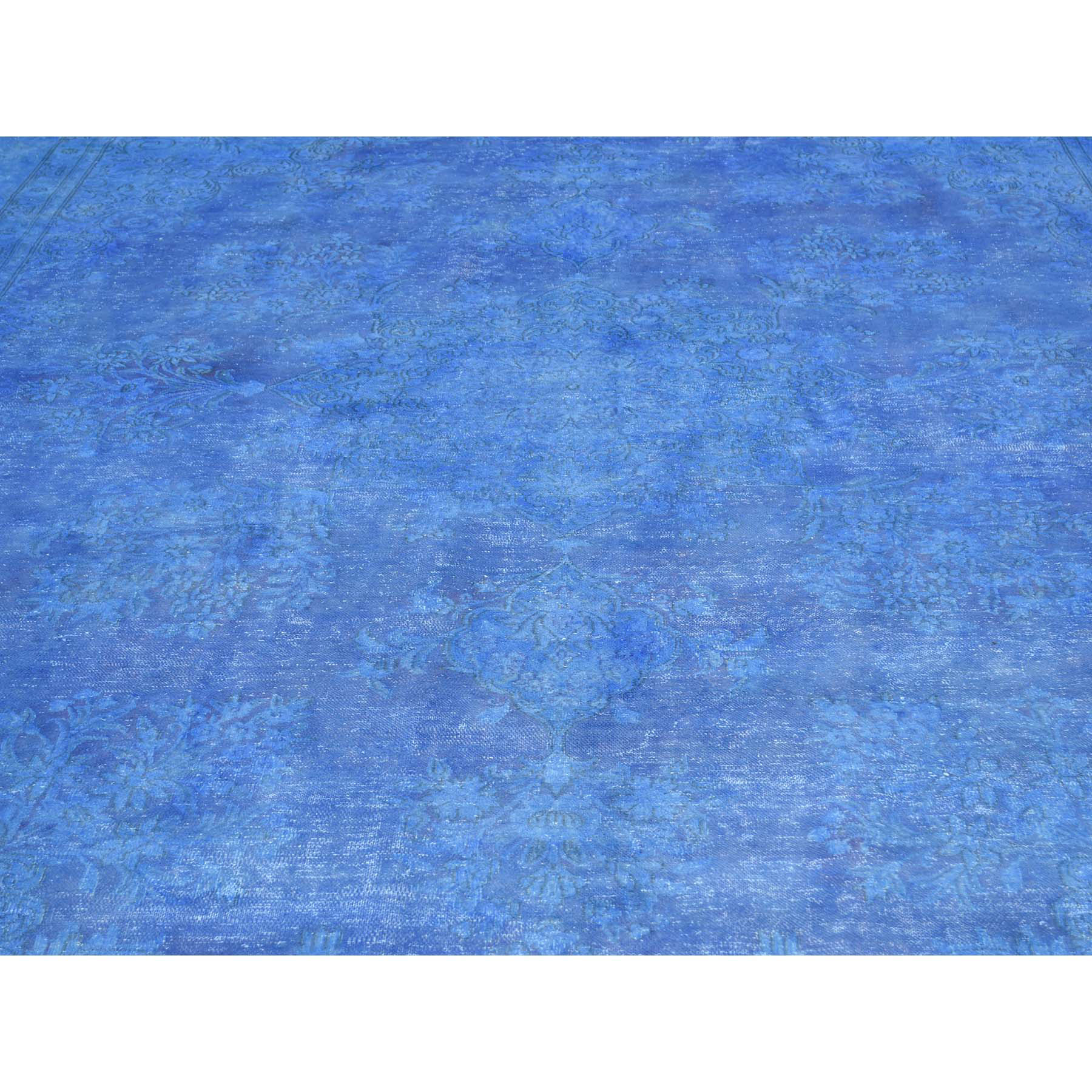8-2 x12- Hand-Knotted Blue Overdyed Kerman 100 Percent Wool Oriental Rug 