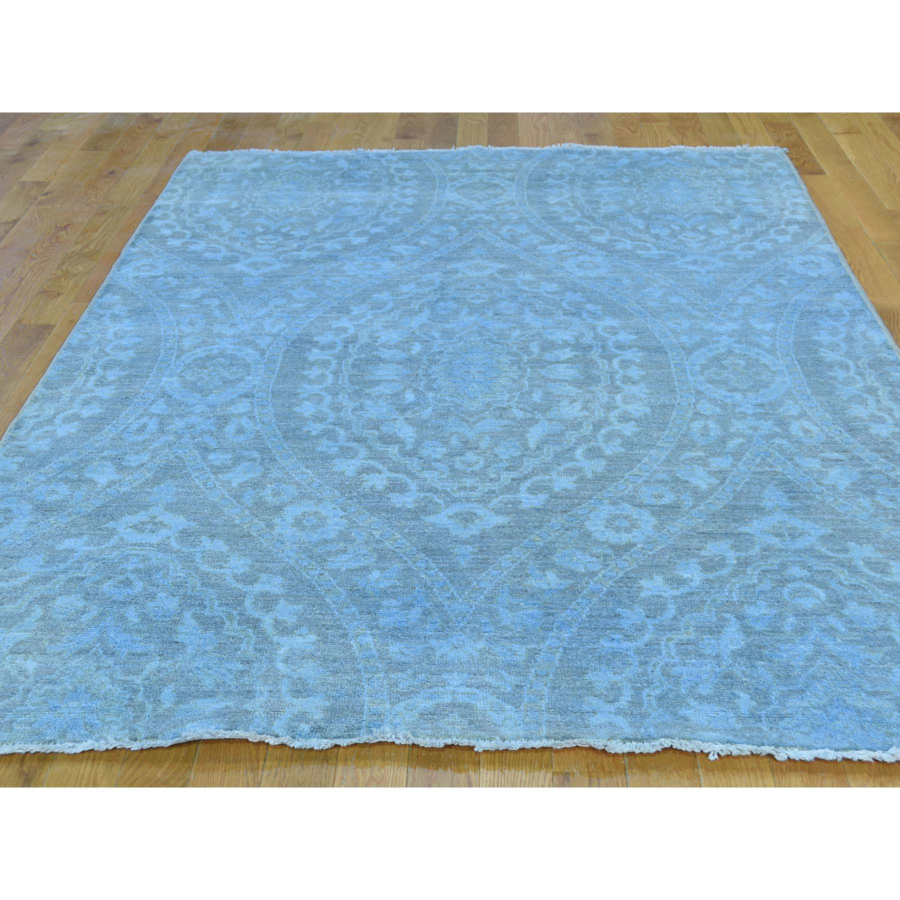 5-1 x7-2  Hand-Knotted Overdyed Ikat With Moughal Design Oriental Rug 