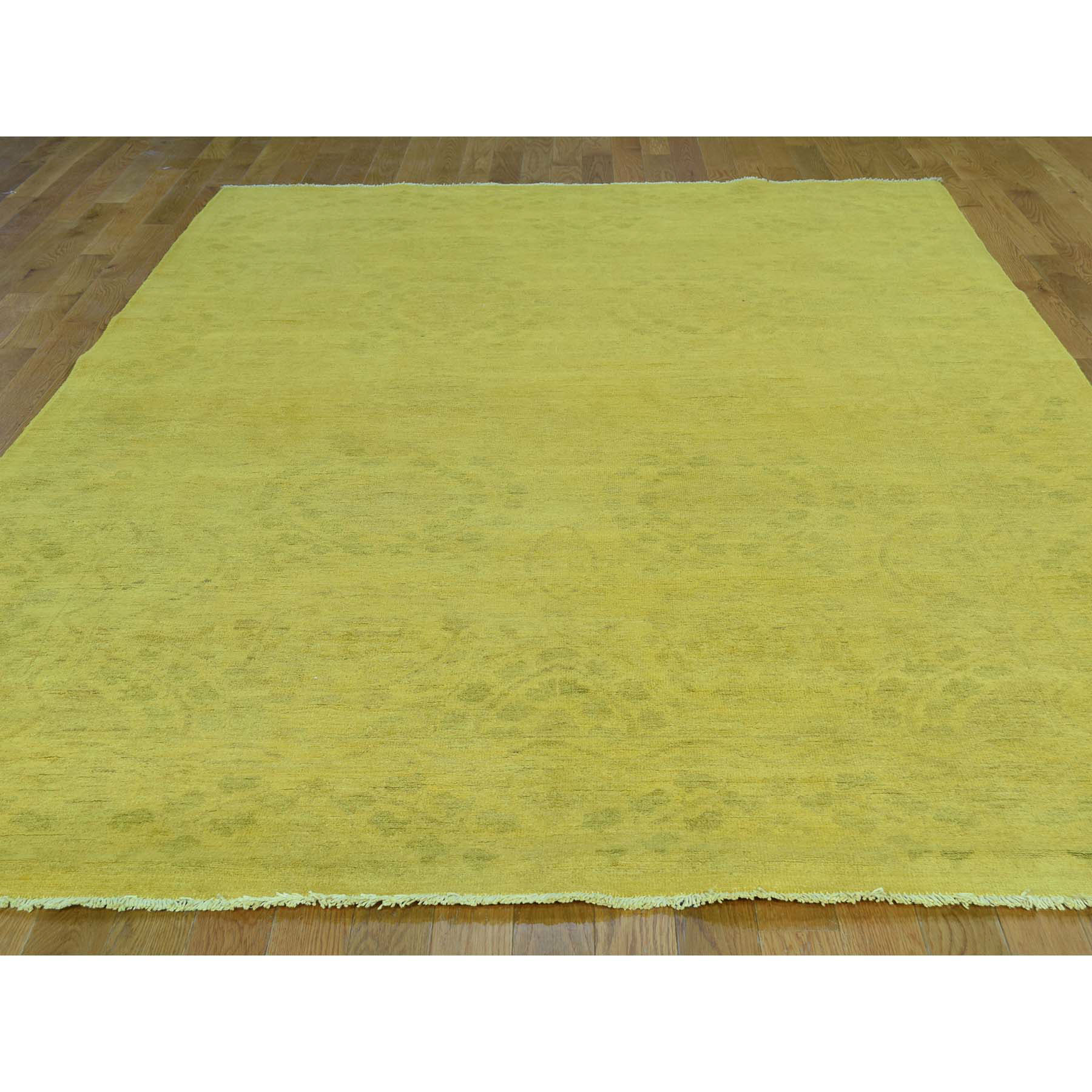 6-2 x9- Yellow Hand-Knotted Overdyed Peshawar 100 Percent Wool Oriental Rug 