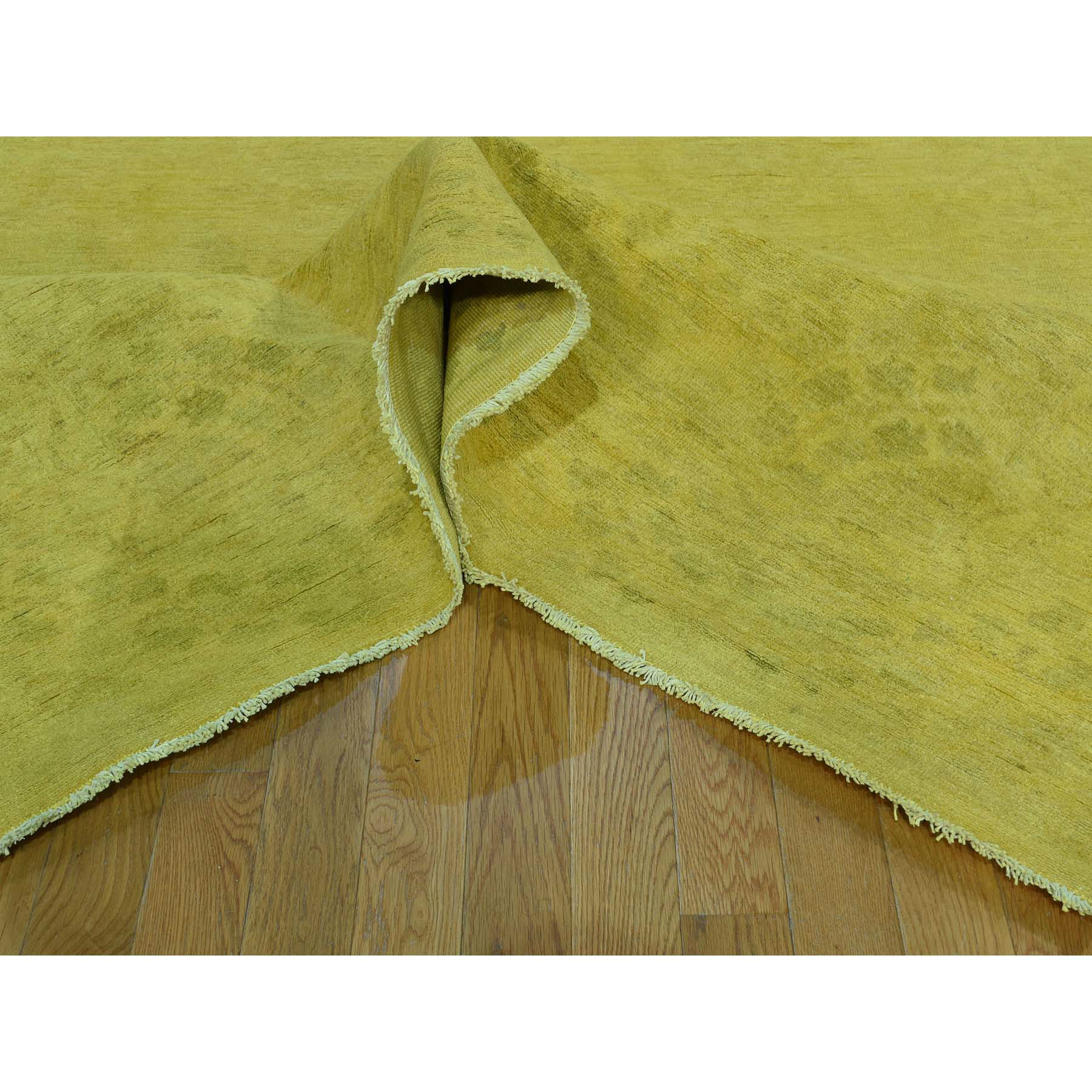 6-2 x9- Yellow Hand-Knotted Overdyed Peshawar 100 Percent Wool Oriental Rug 