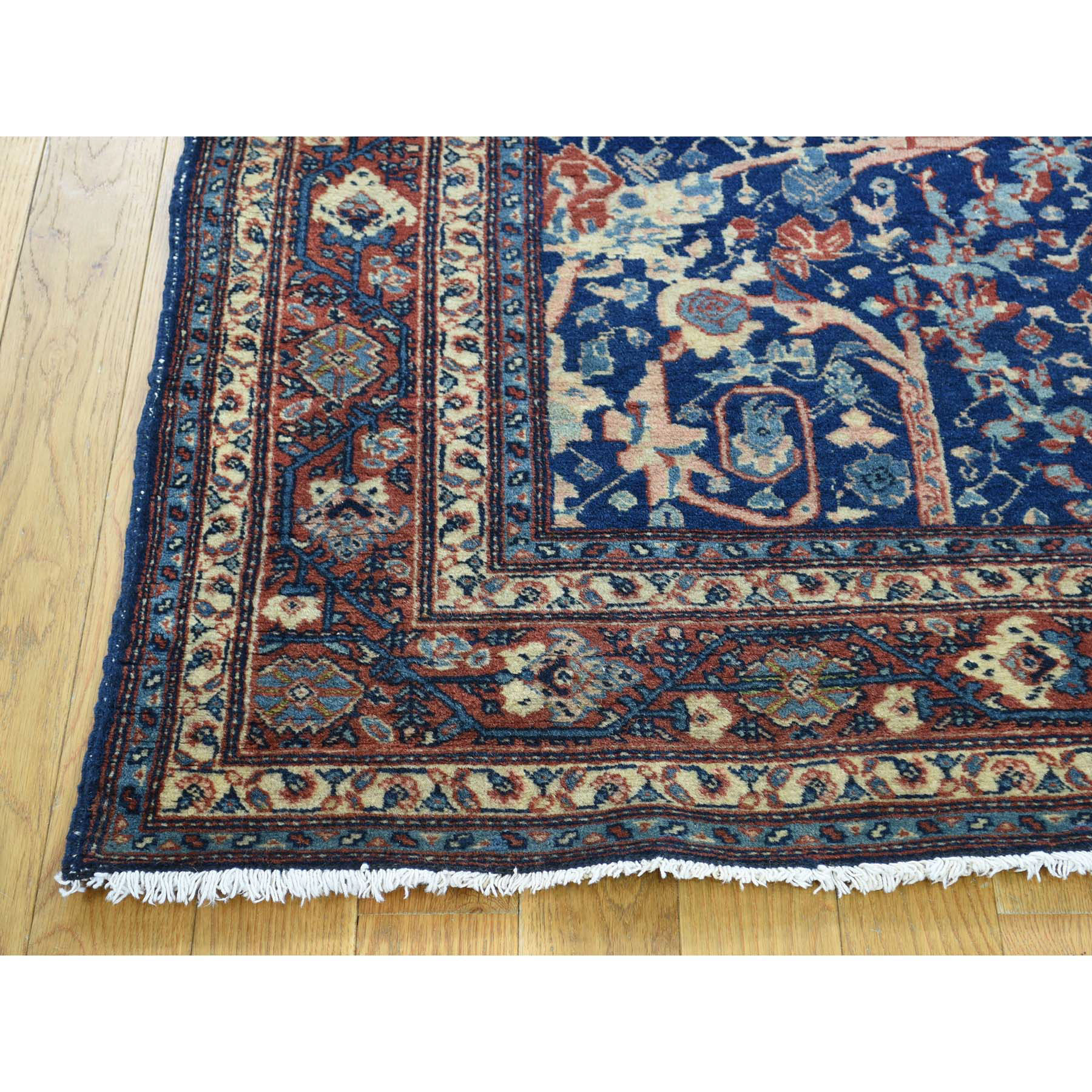 4-6 x6-3  Hand-Knotted Antique Persian Tabriz Navy Blue Full Pile Rug 