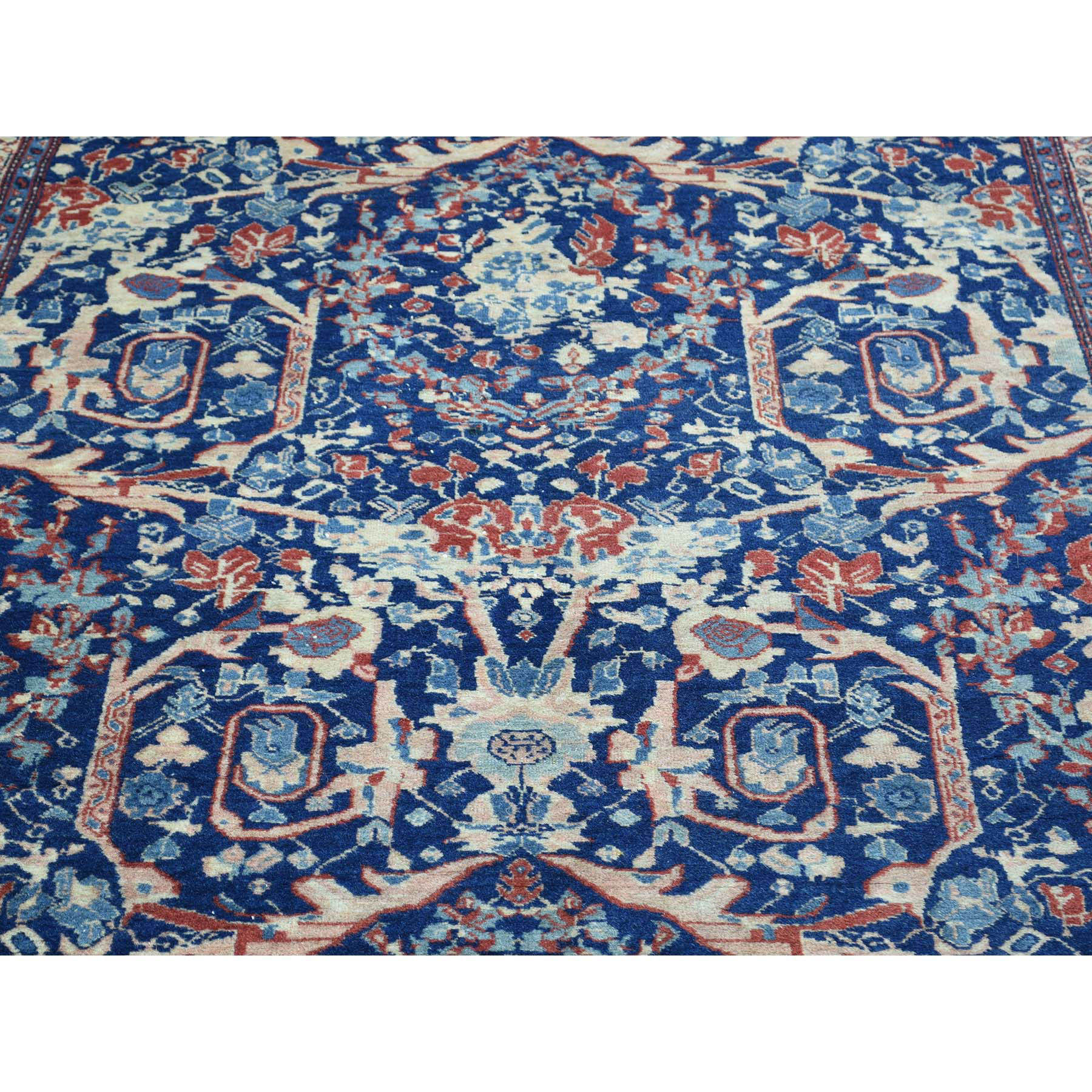 4-6 x6-3  Hand-Knotted Antique Persian Tabriz Navy Blue Full Pile Rug 