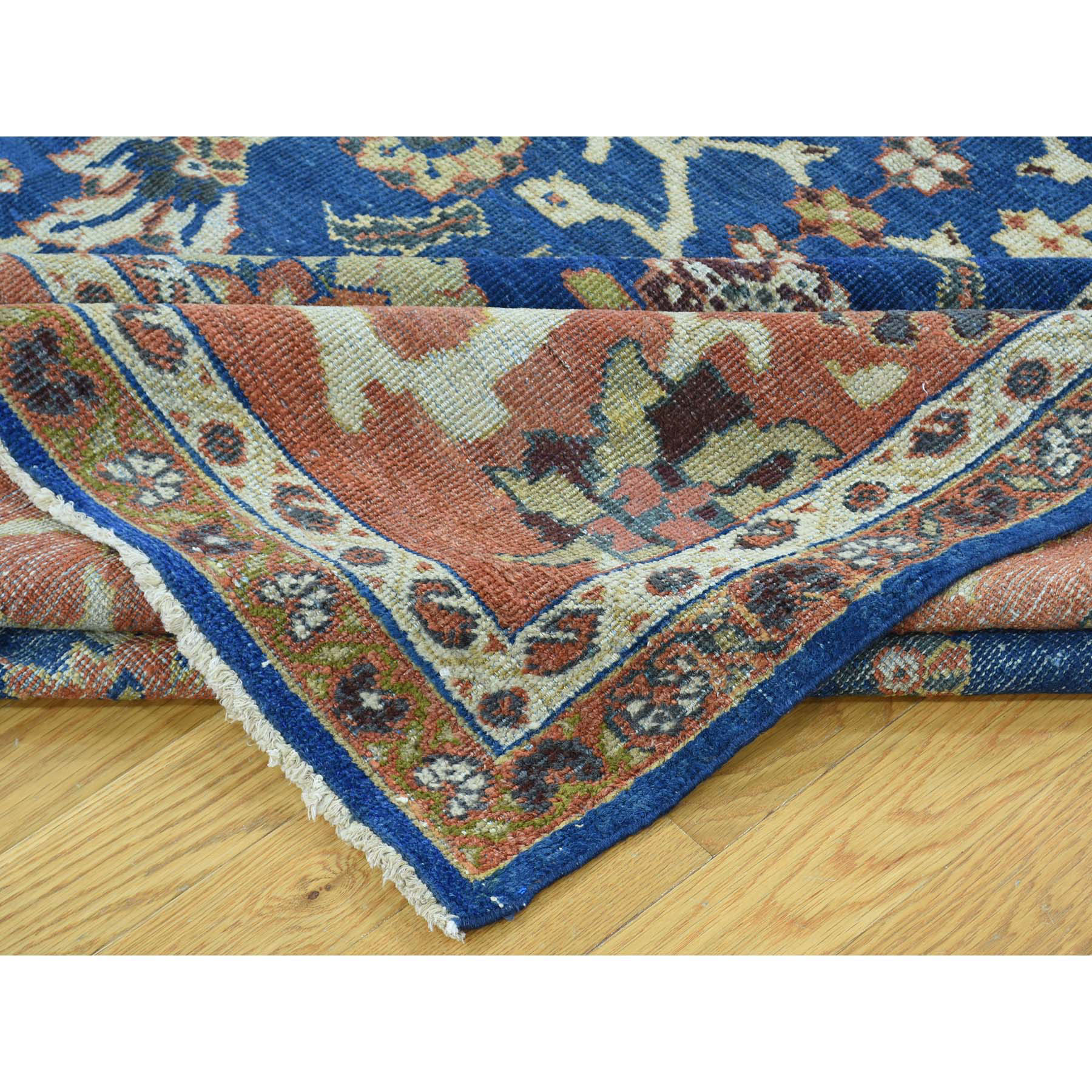 8-1 x10-1  Antique Persian Mahal Navy Blue Even Wear Handmade Rug 