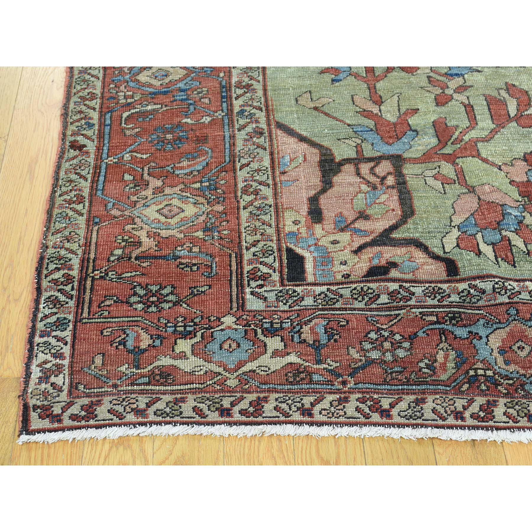 9-2 x13- Antique Persian Serapi Even Wear Hand-Knotted Oriental Rug 