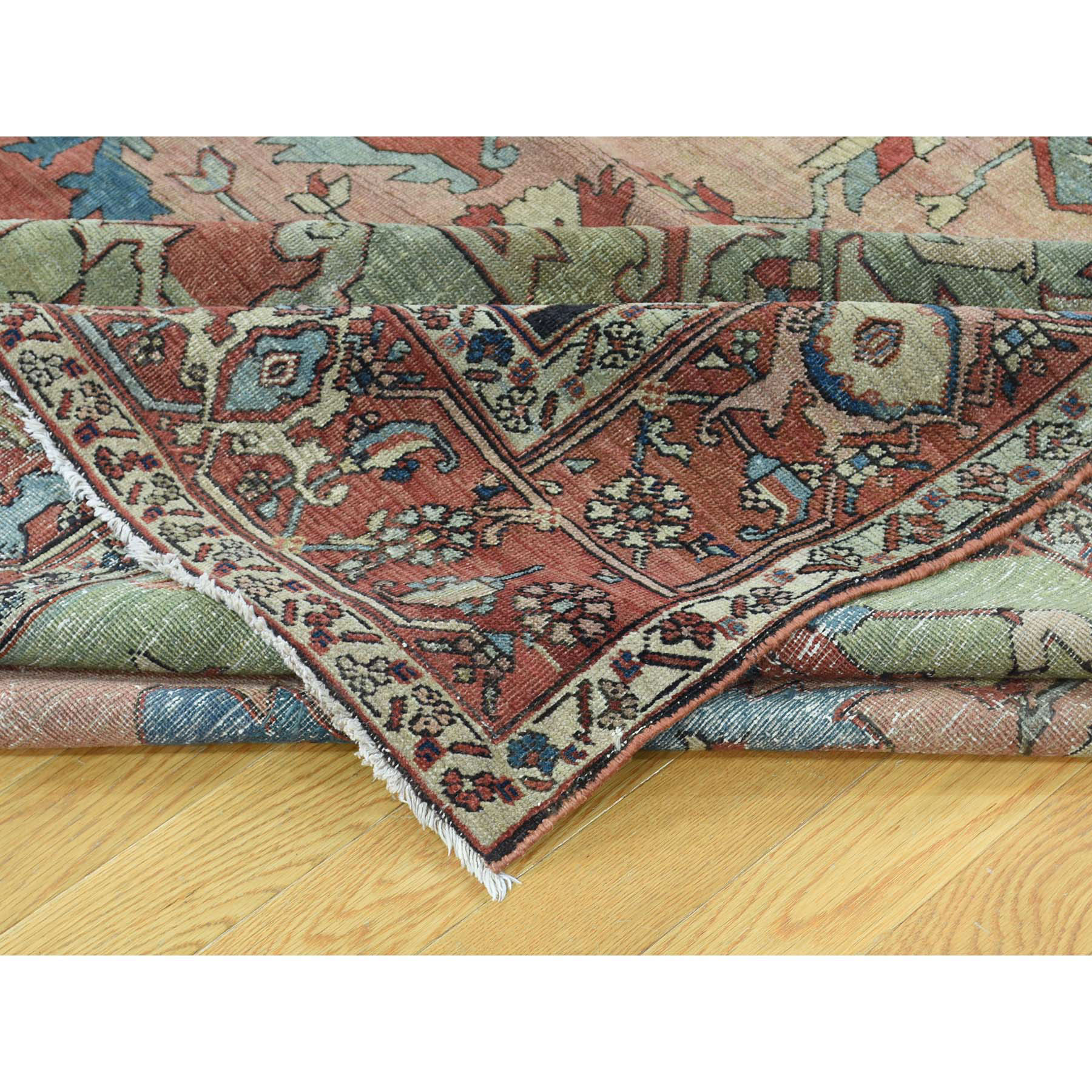 9-2 x13- Antique Persian Serapi Even Wear Hand-Knotted Oriental Rug 