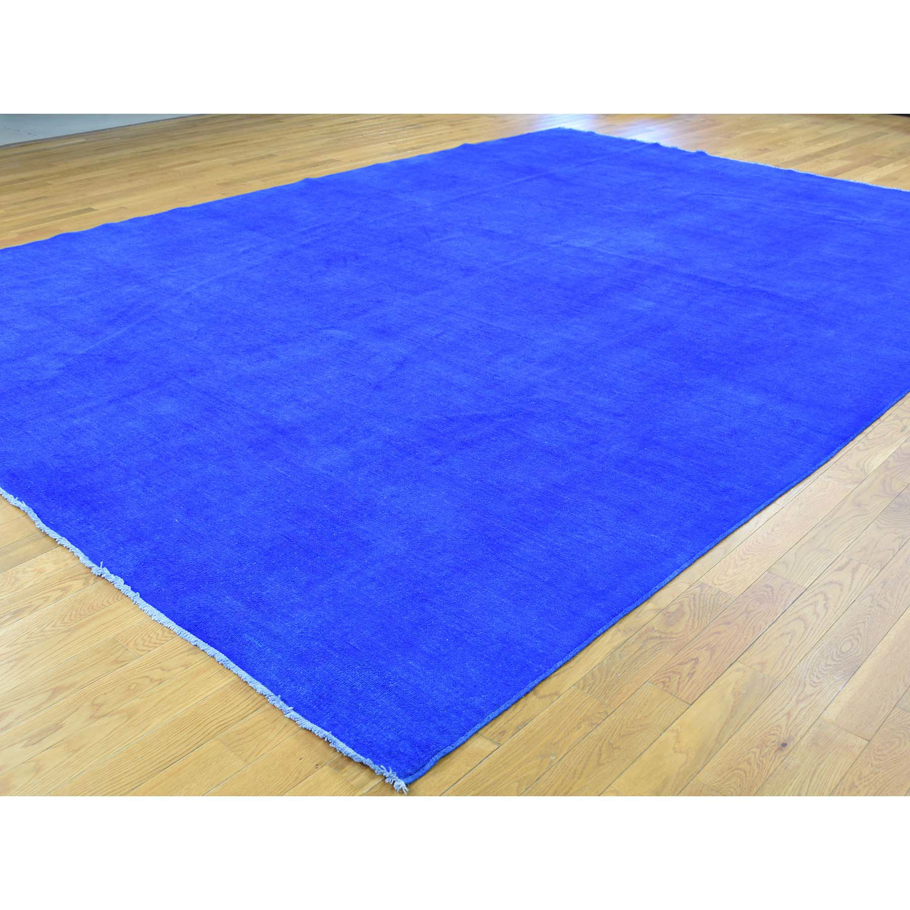 9-9 x13-8  Denim Blue Hand-Knotted Pure Wool Overdyed Peshawar Oriental Rug 
