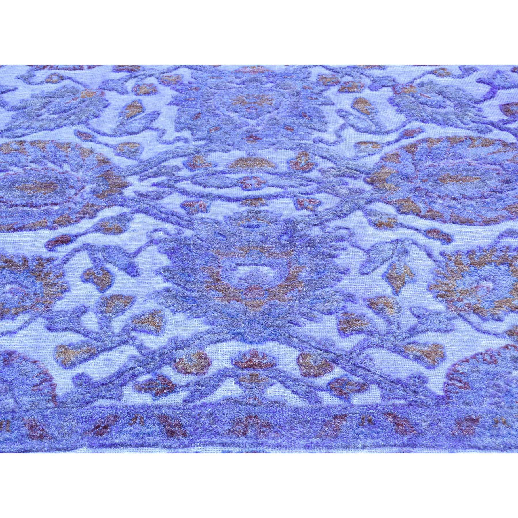 8-x10- Handmade High And Low Overdyed Barjasta Wool And Silk Rug 