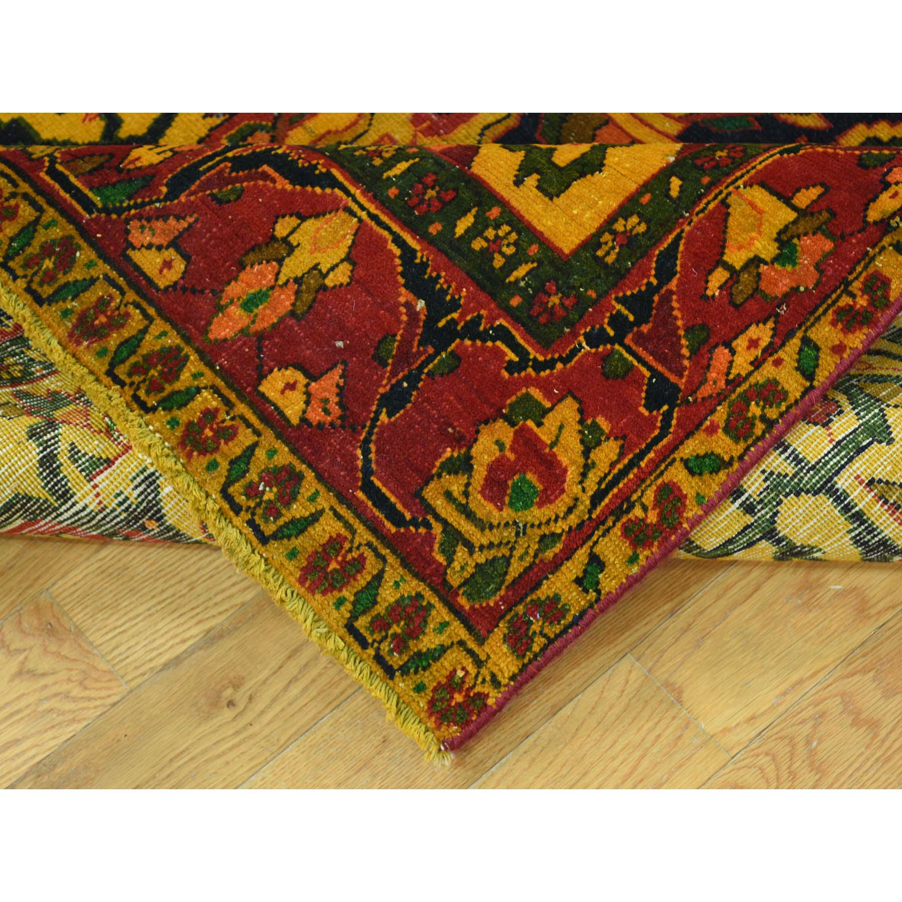 4-6 x10-3  Handmade Overdyed Persian Bakhtiari Vintage Wide Runner Rug 