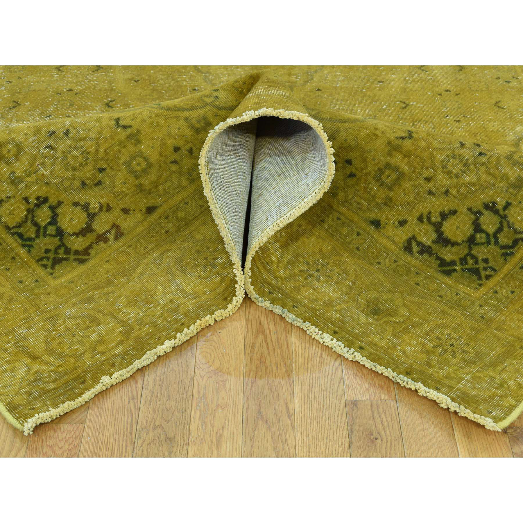 6-1 x9-2  Mustard  Handmade Overdyed Persian Tabriz Vintage Pure Wool Oriental Rug 