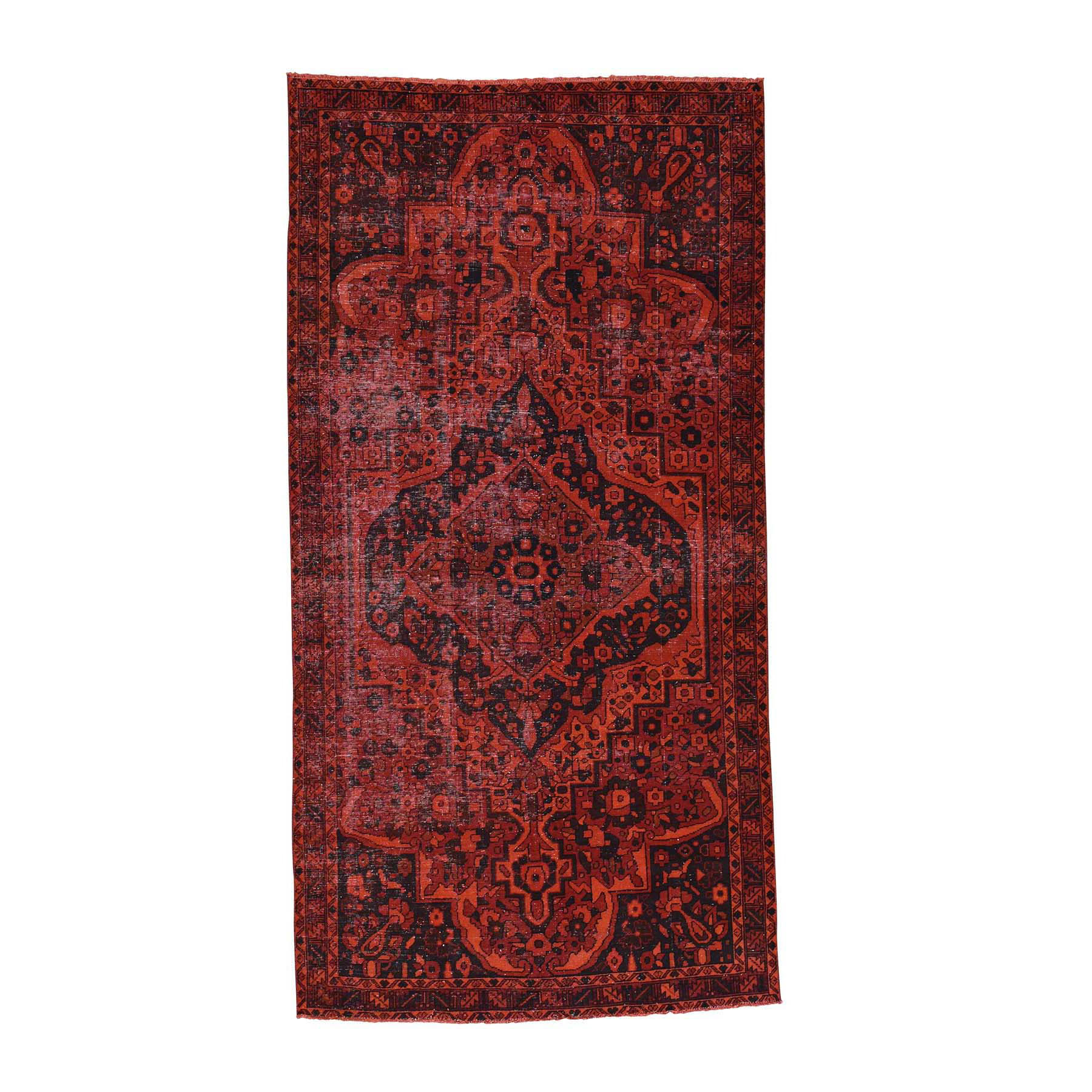 5-1 x9-10  Hand-Knotted Overdyed Bakhtiari Pure Wool Wide Runner Rug 