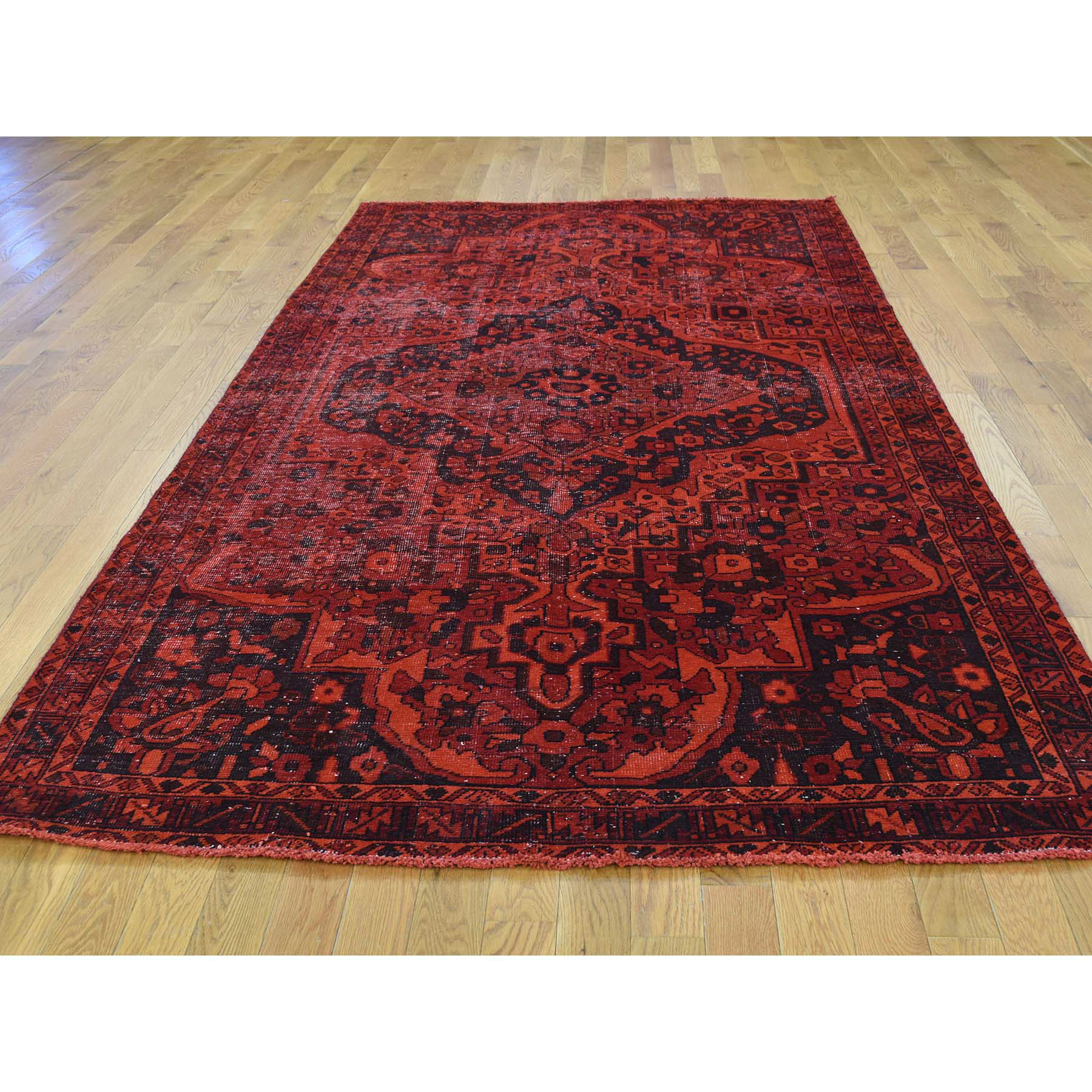 5-1 x9-10  Hand-Knotted Overdyed Bakhtiari Pure Wool Wide Runner Rug 