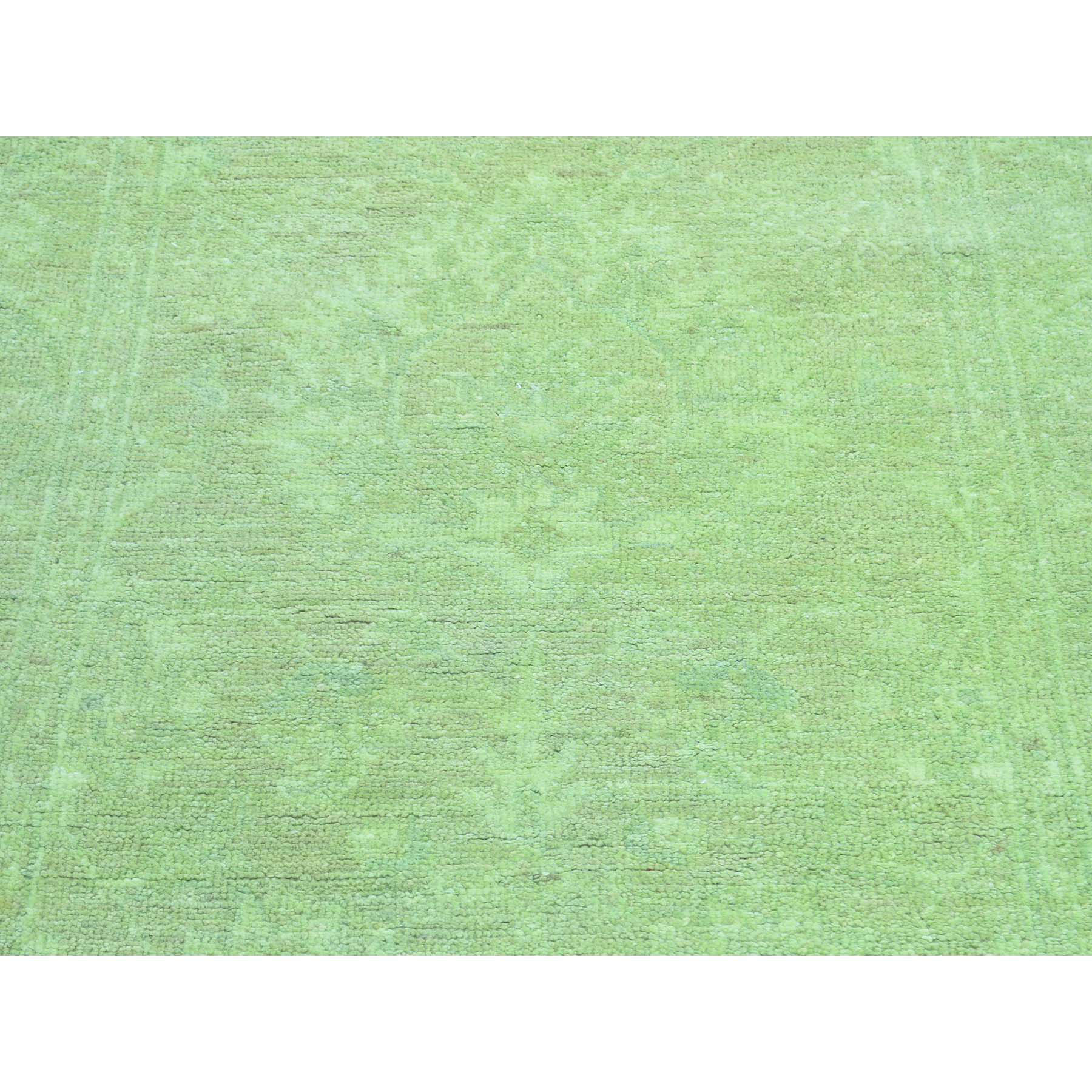 2-7 x16-1  Hand-Knotted Green Peshawar Overdyed Pure Wool XL Runner Rug 