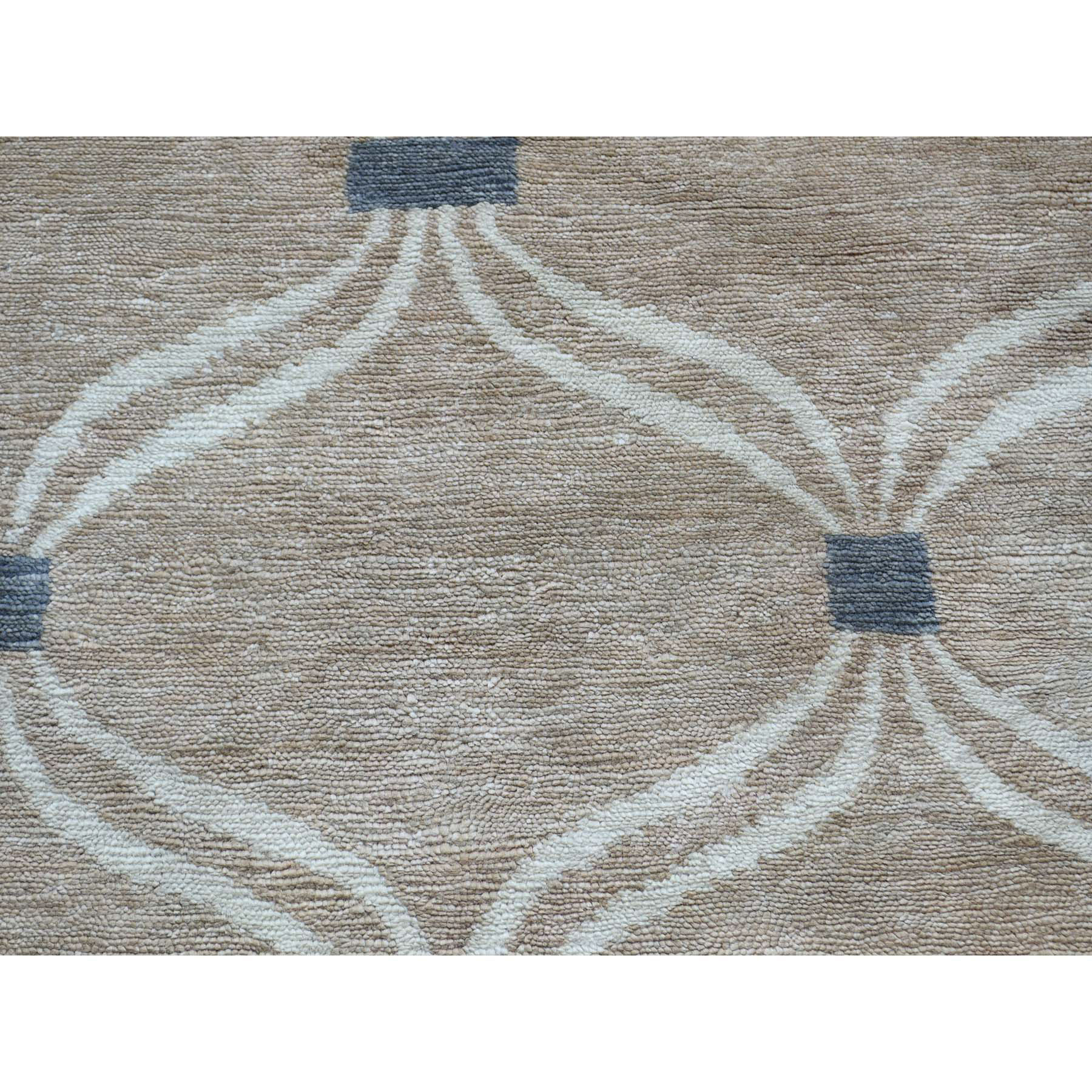 2-x3- Hand-Knotted Wool And Silk Modern Design Taupe Oriental Rug 