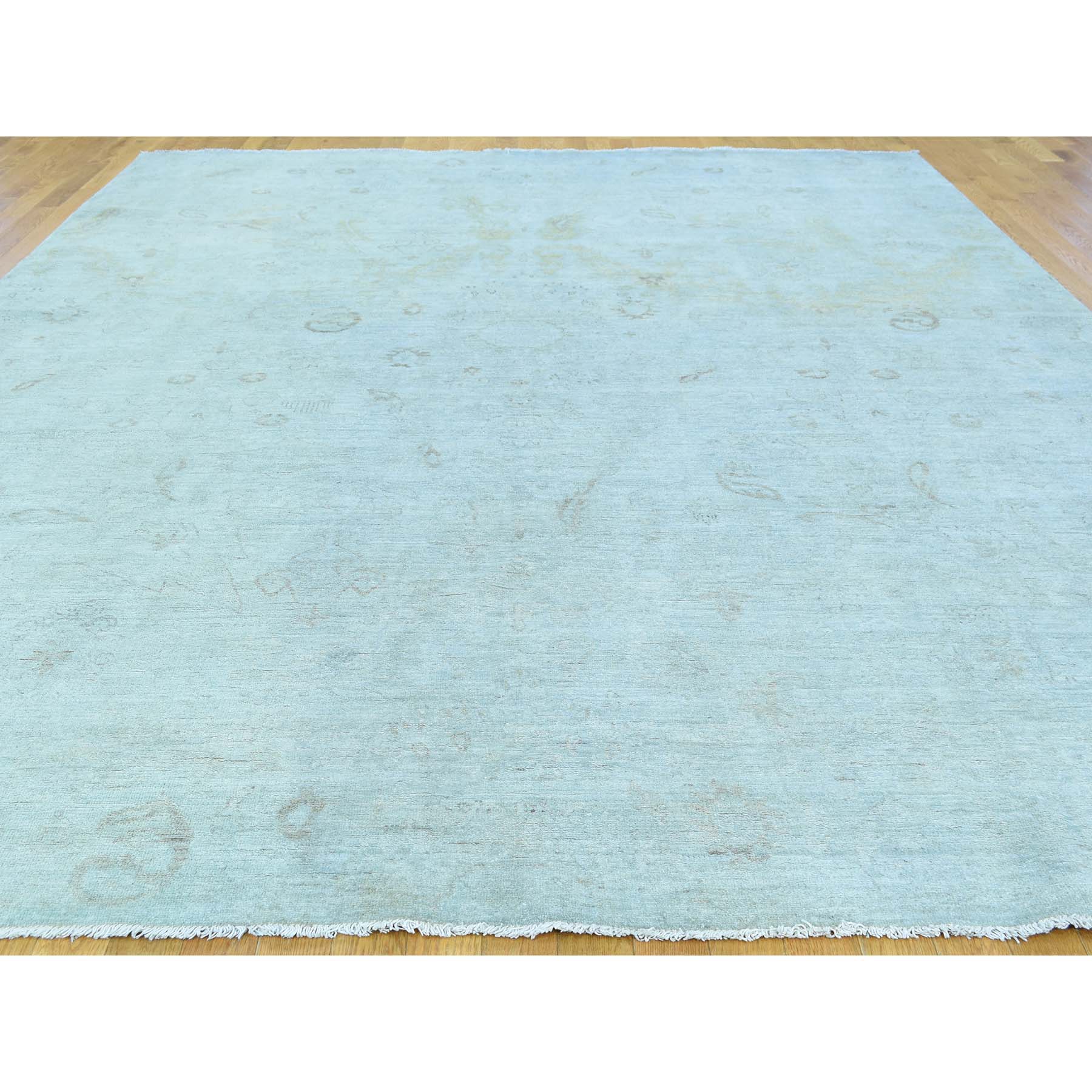 9-x11-7  Silver Wash Peshawar Hand-Knotted Pure Wool Oriental Rug 