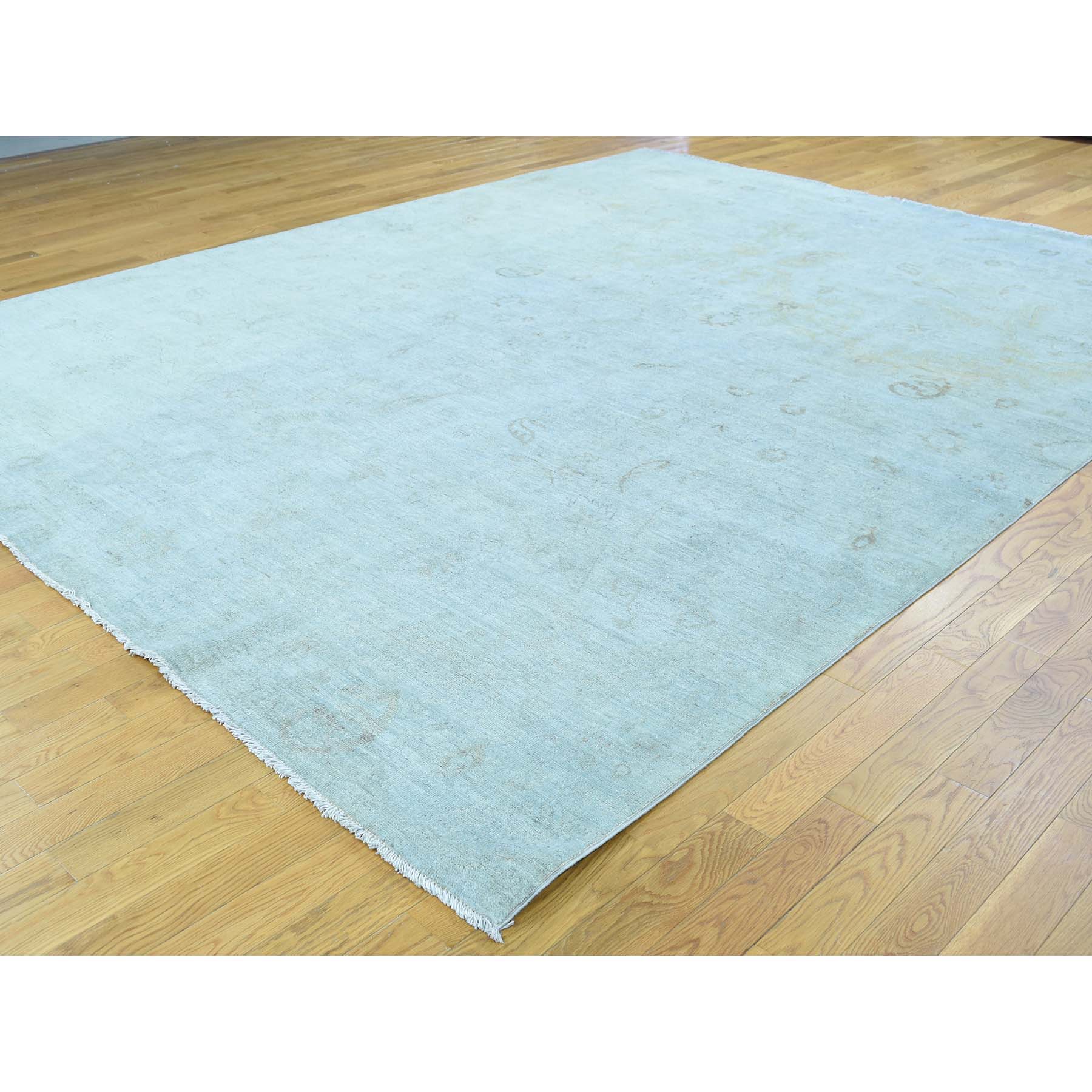 9-x11-7  Silver Wash Peshawar Hand-Knotted Pure Wool Oriental Rug 