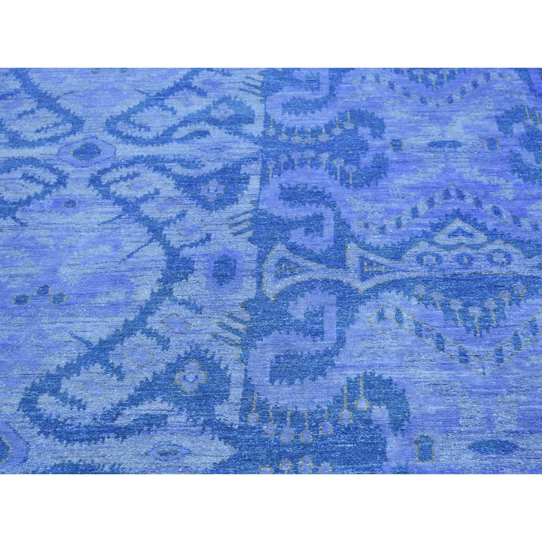 6-2 x9- Hand Knotted Purple Cast Ikat Overdyed Pure Wool Oriental Rug 