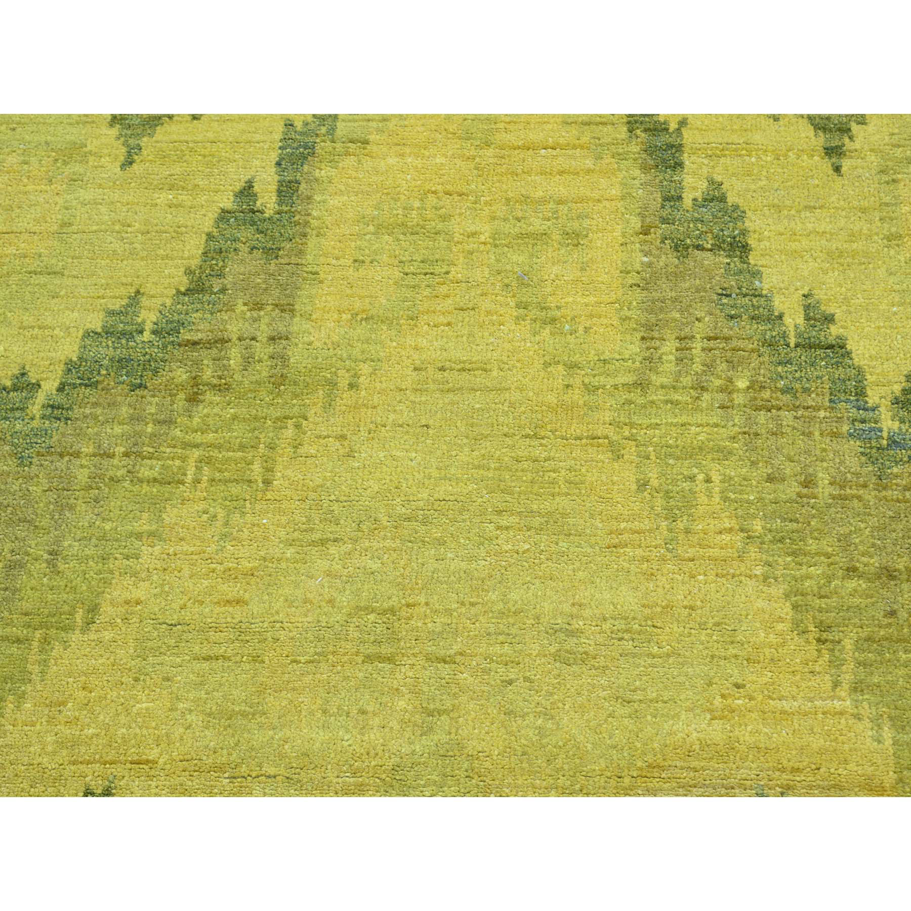 6-2 x9-2  Hand Knotted Gold Cast Ikat Overdyed Pure Wool Oriental Rug 