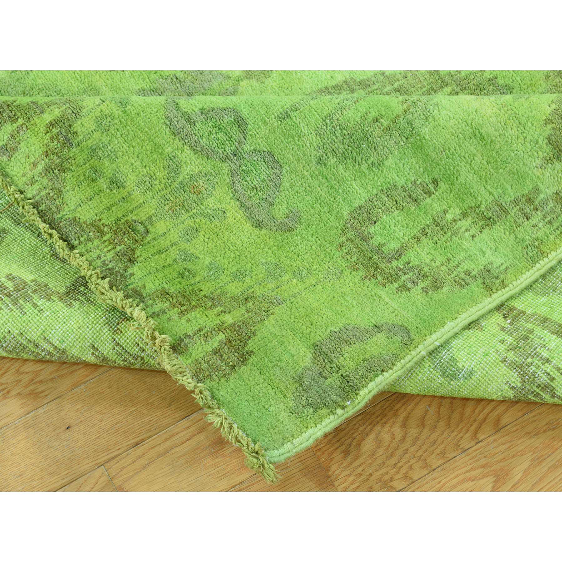 6-1 x9-1  Hand Knotted Green Cast Ikat Overdyed Pure Wool Oriental Rug 