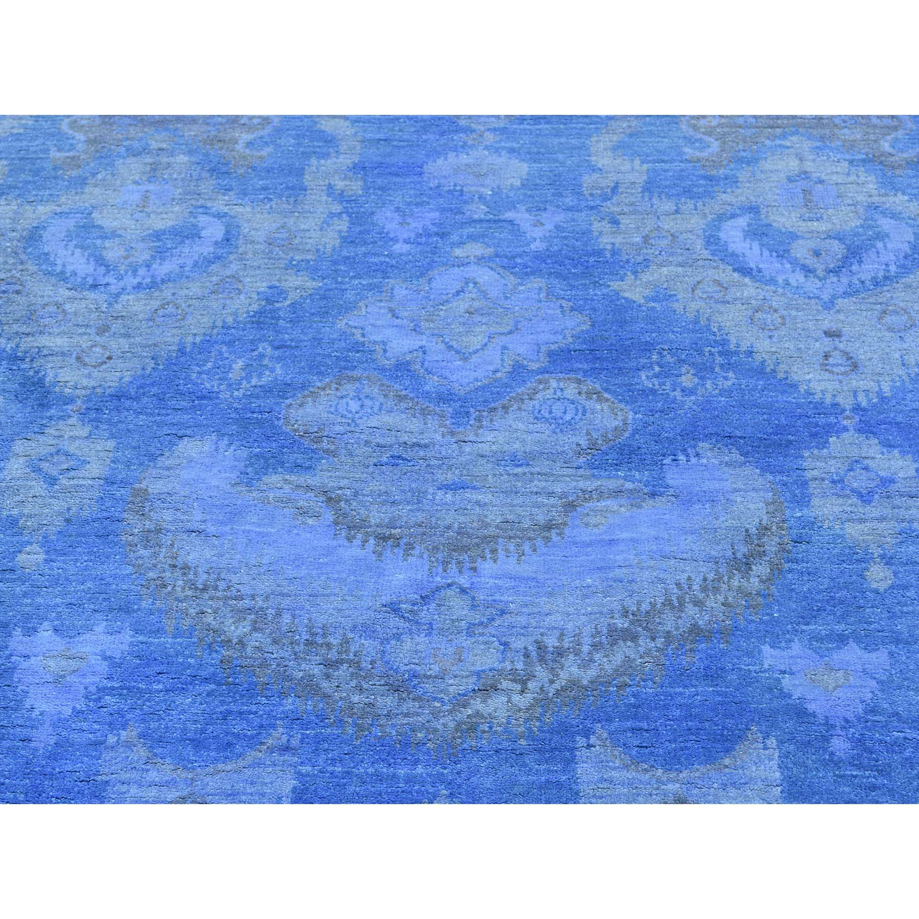 6-2 x9-1  Hand Knotted Blue Cast Ikat Overdyed Pure Wool Oriental Rug 