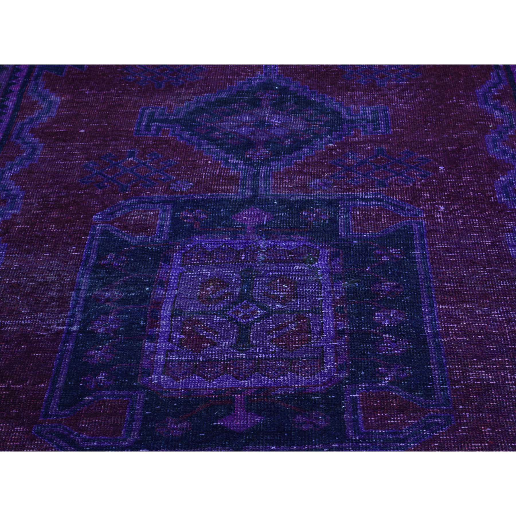 4-1 x7-7  Handmade Overdyed Persian Hamadan Vintage Wide Runner Rug 