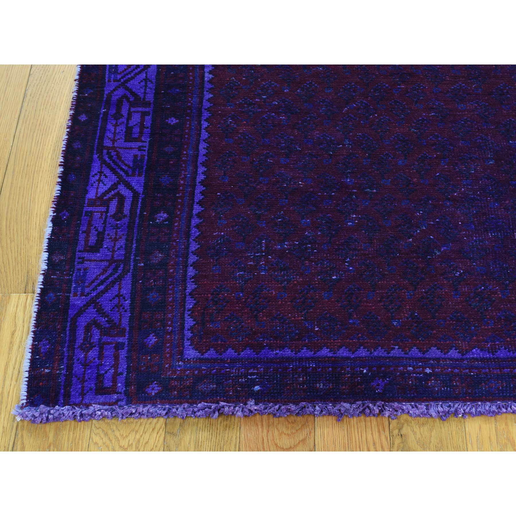 3-8 x9-2  Handmade Overdyed Persian Sarouk Mir Vintage Wide Runner Rug 