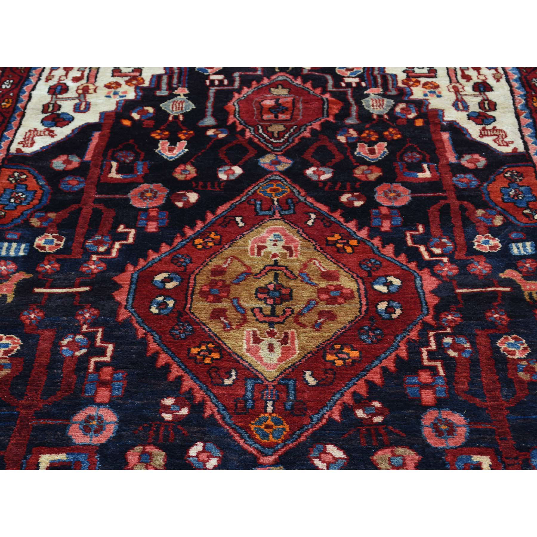 5-3 X10-2  Hand Knotted Semi Antique Persian Nahavand Pure Wool Rug 