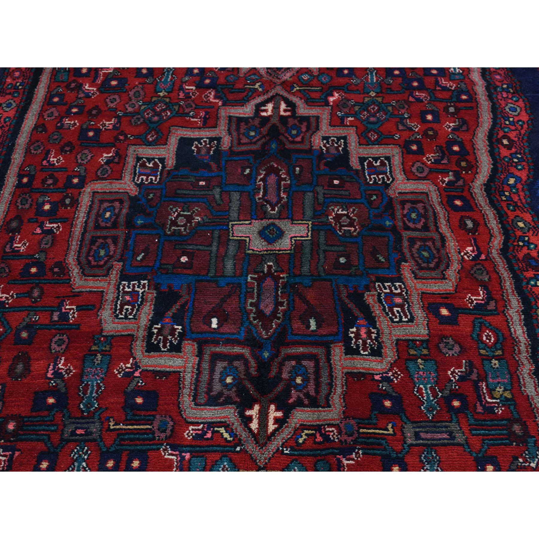 4-10 x9- Semi Antique Persian Nahavand Hand Knotted Pure Wool Rug 