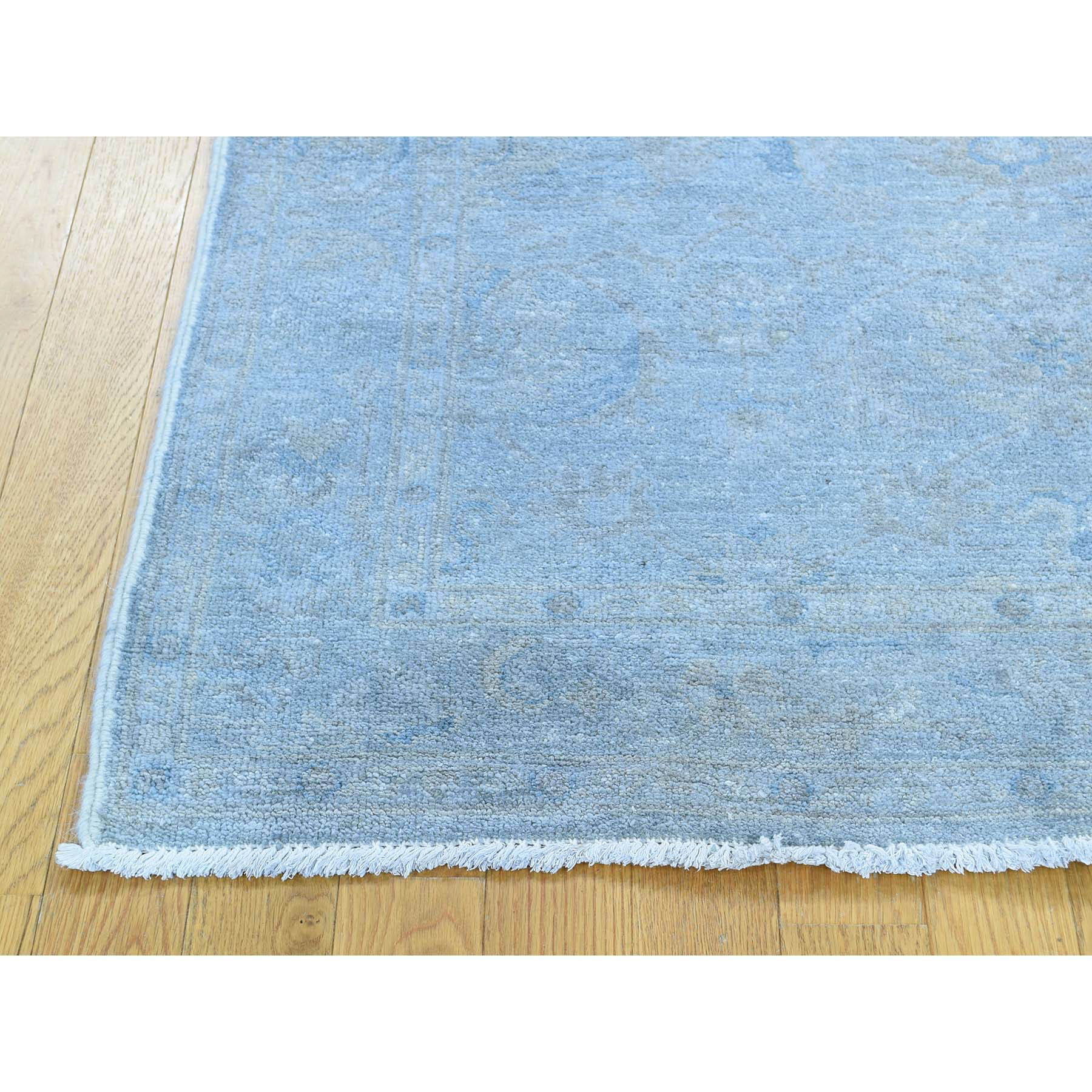 4-x5-9  Silver Wash Peshawar Pure Wool Hand Knotted Oriental Rug 