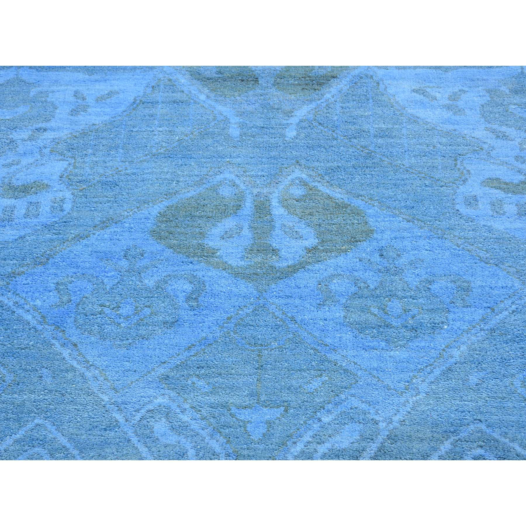 4-1 x5-7  Hand Knotted Sky Blue Cast Ikat Overdyed Pure Wool Oriental Rug 