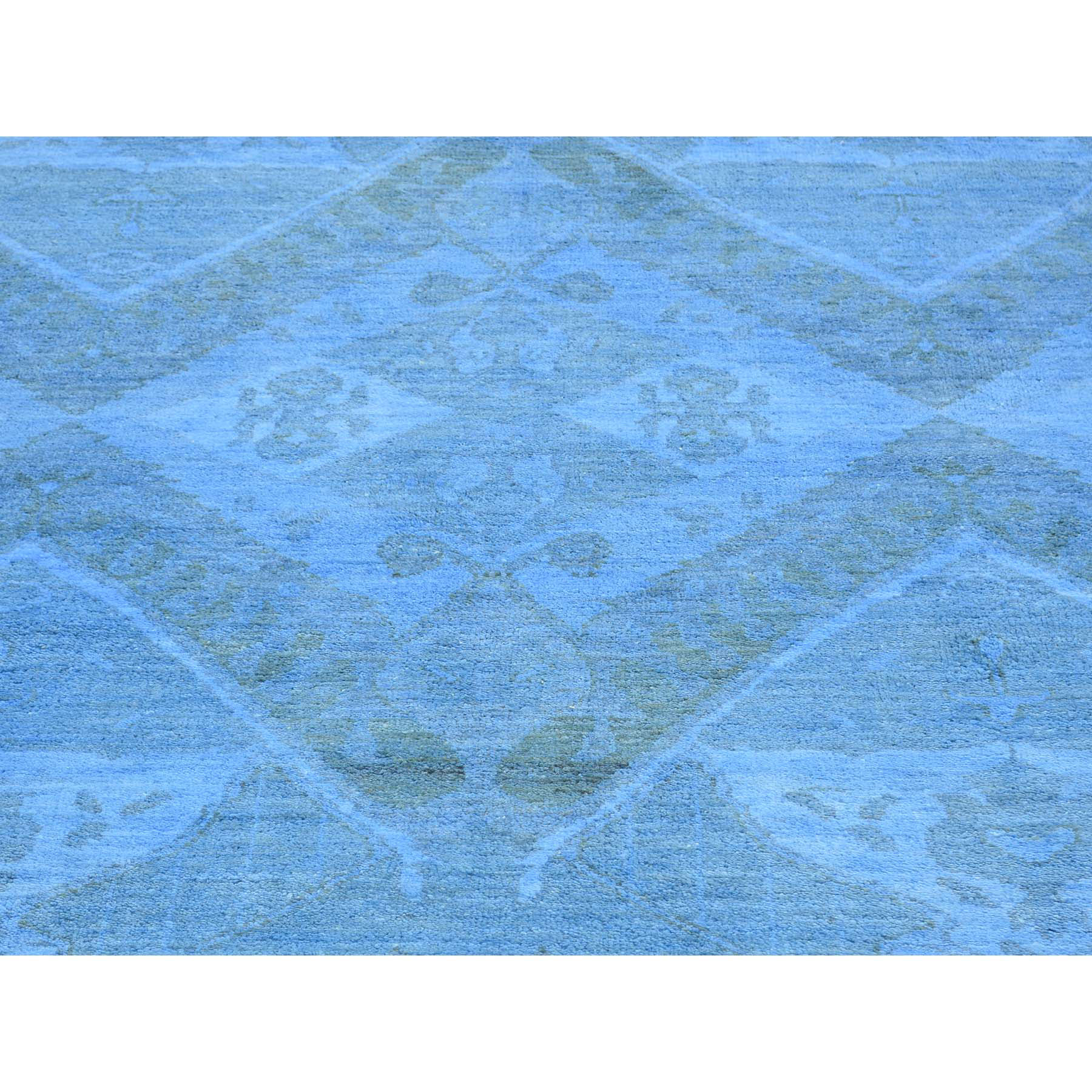 4-1 x5-7  Hand Knotted Sky Blue Cast Ikat Overdyed Pure Wool Oriental Rug 