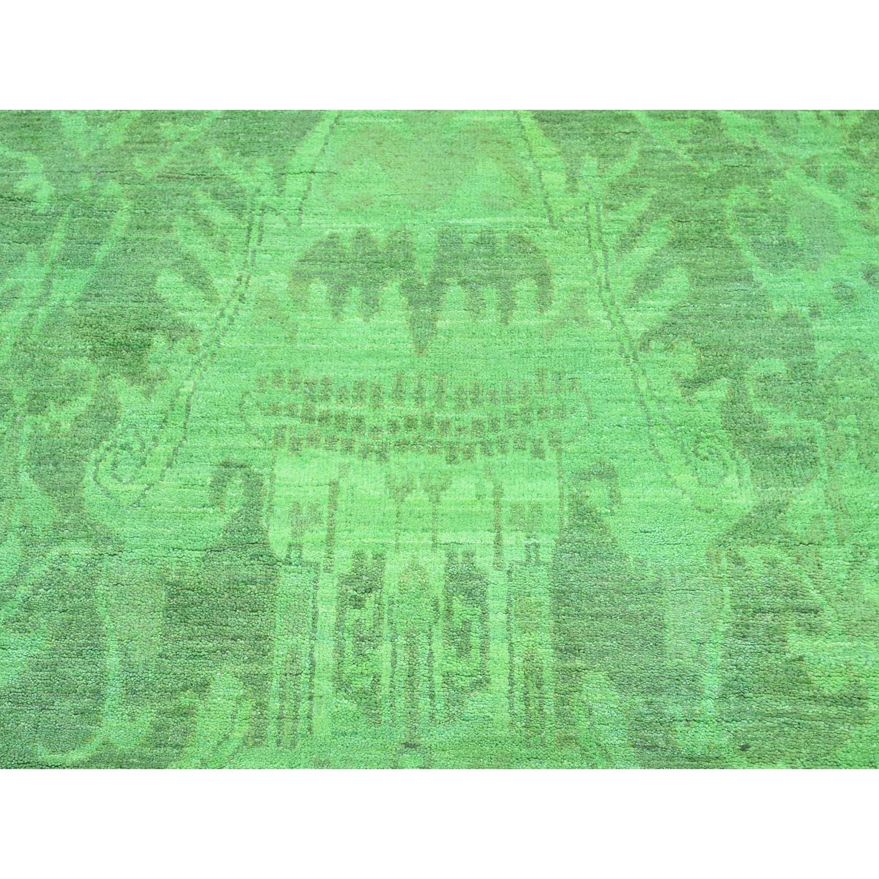 4-2 x10-5  Hand Knotted Ikat Overdyed Pure Wool Wide Runner Oriental Rug 
