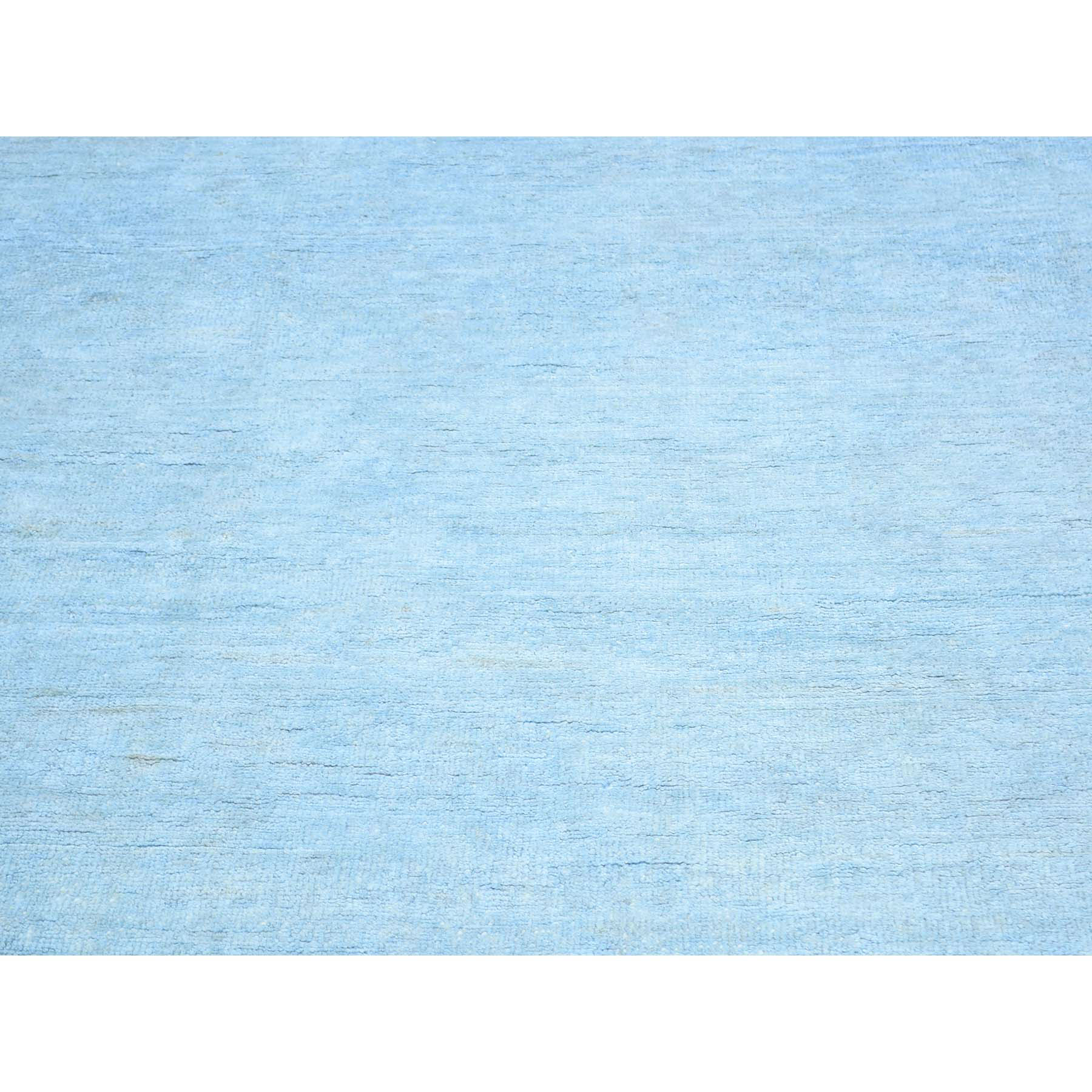 4-x6- Hand Knotted Sky Blue Cast Peshawar Overdyed Pure Wool Oriental Rug 