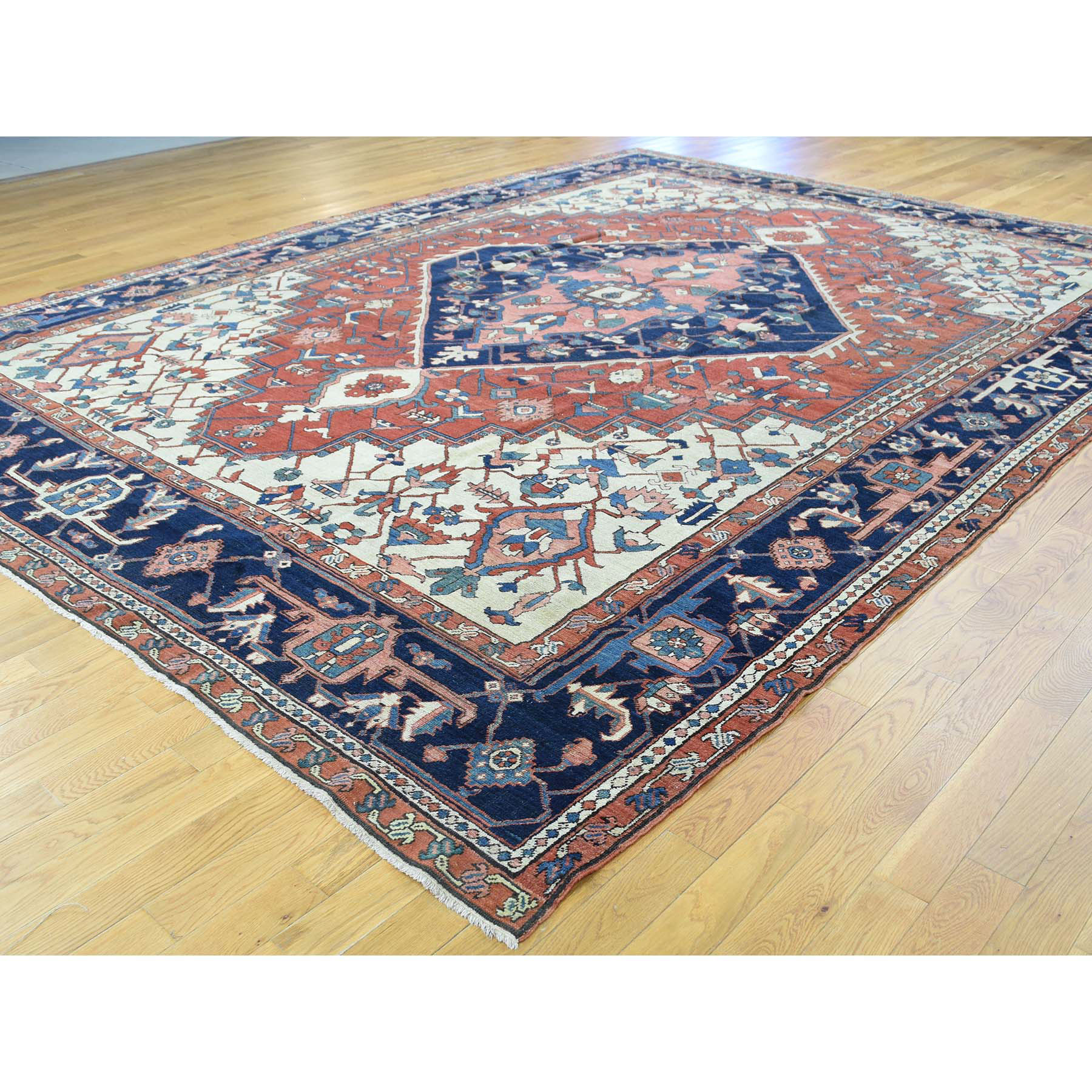 9-10 x13-5  Antique Persian Serapi Good Cond Hand-Knotted Oriental Rug 