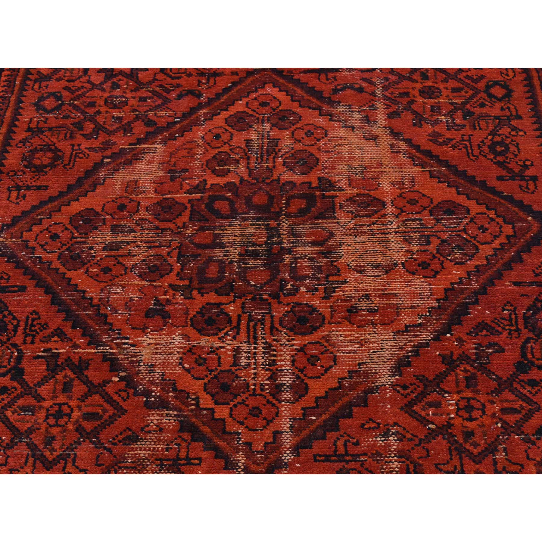 5-x9-5  Handmade Overdyed Persian Hussainabad Vintage Wide Runner Rug 