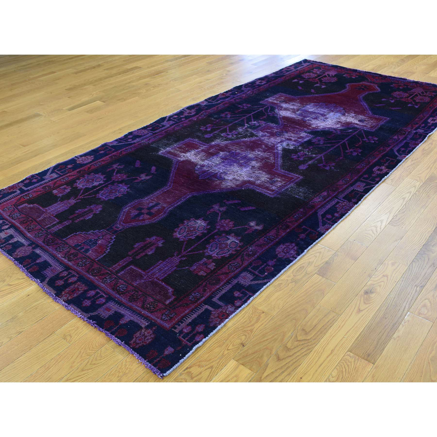 4-6 x10- Persian Hamadan Hand Knotted Overdyed Vintage Wide Runner Rug 