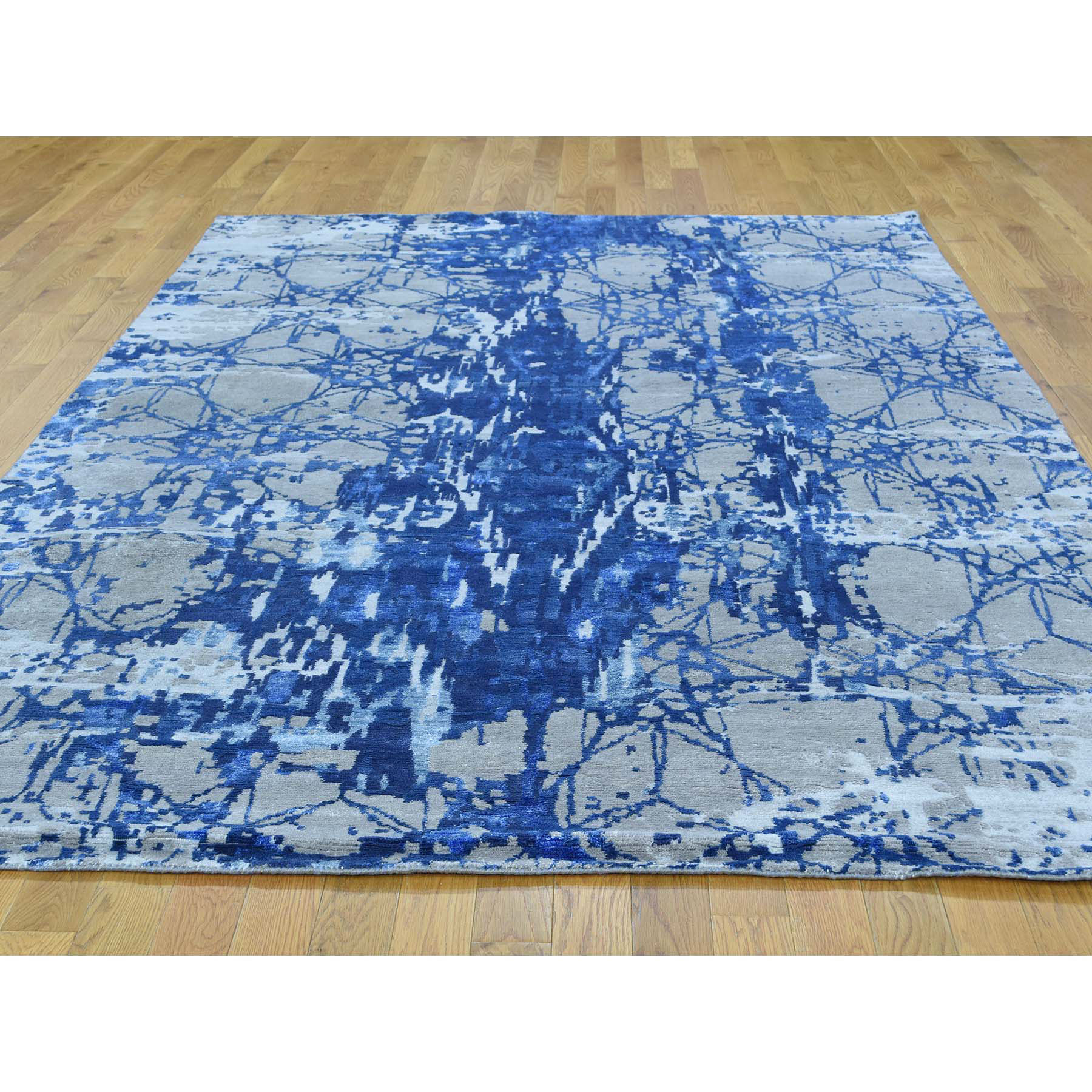 6-1 x8-10  Hand-Knotted Wool And Silk Abstract Design Oriental Rug 