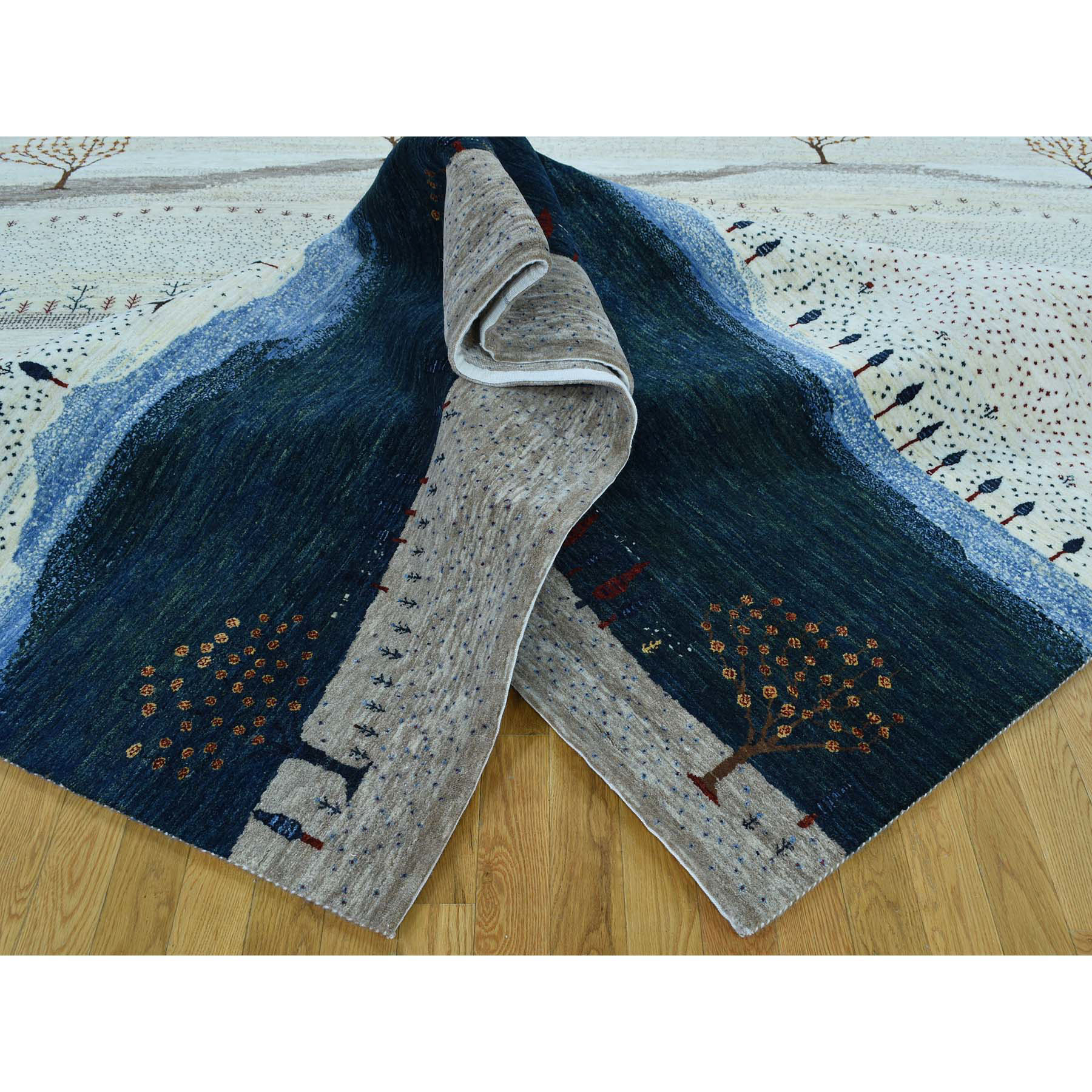 9-9 x14- Hand-Knotted Modern Folk Art Gabbeh Persian Wool Oriental Rug 